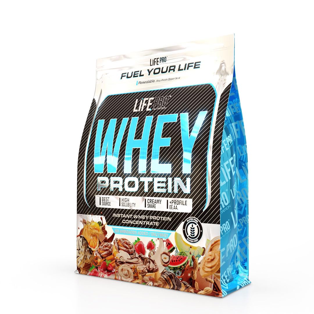 Life Pro Whey 1Kg | Alimento Deportivo, 78% Proteína Concentrado de Suero, Protege Tejidos, Anticatabolismo, Crecimiento Muscular y Facilita la Recuperación (1 kg, BAG WHITE CHOCOLATE)