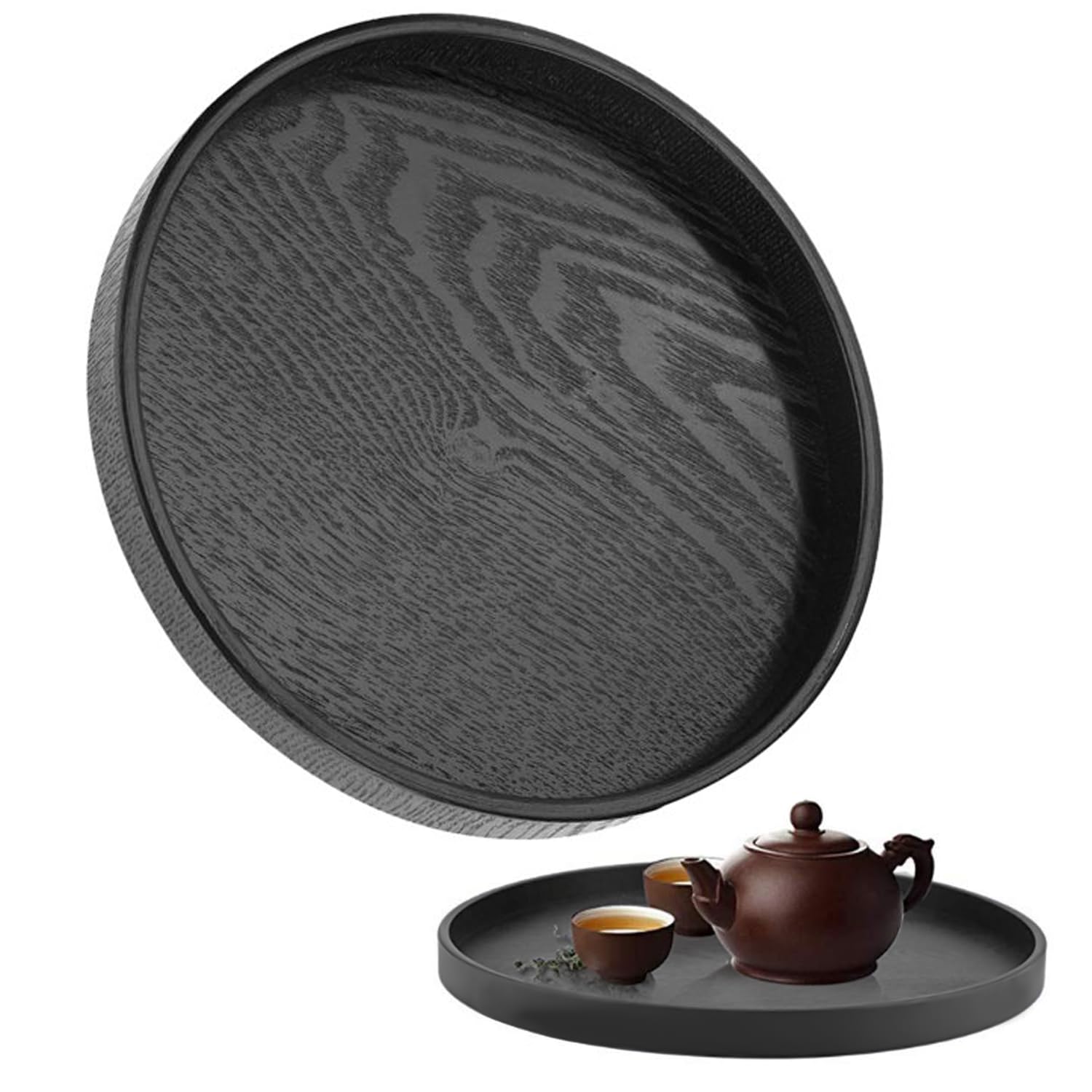 Plateaux Ronds Antidérapants Lot De 4 - 35cm - Pour Service Café, Repas - Maison, Bar