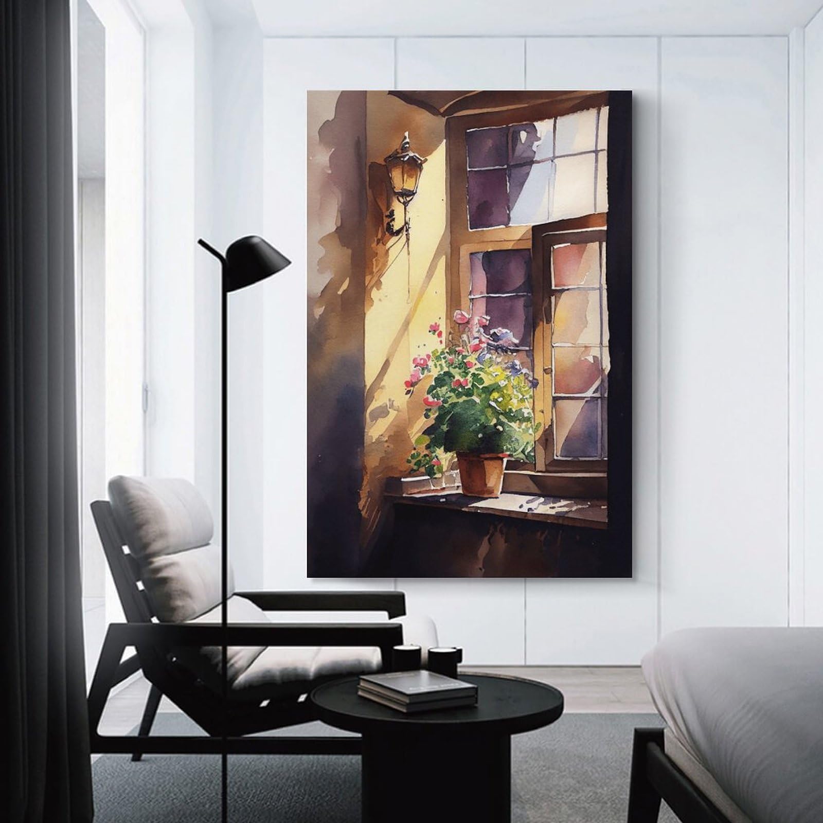 Junmoney Unframe-Style-20 Watercolor Painting Of Flowers Canvas Wall Art, 24X36inch(60X90cm), For Living Room, Bedroom Or Apartment Walls, Decorative Artwork For Empty Walls