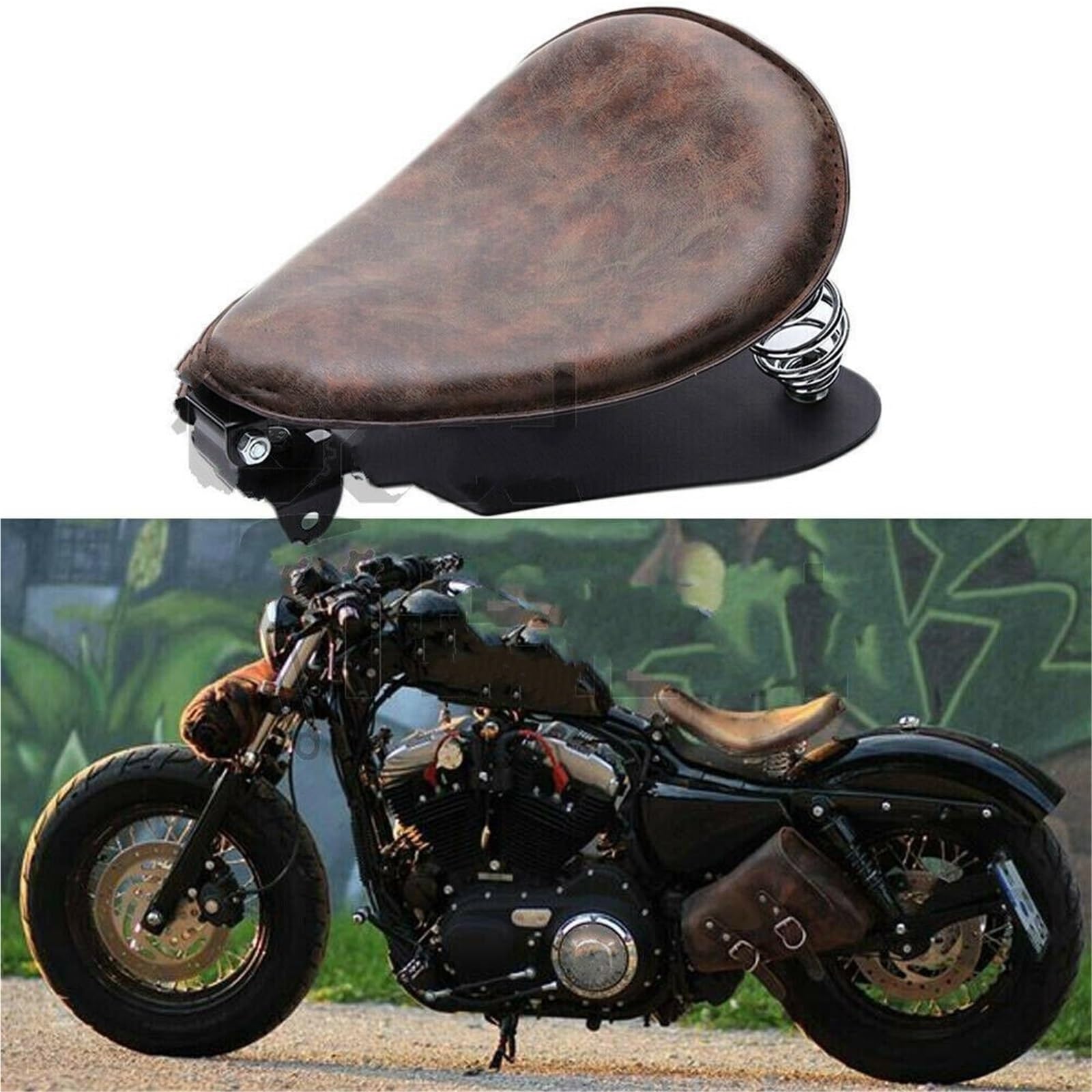Fotel motocyklowy Zestaw wsporników montażowych skórzanego motocykla Solo pasuje do Harley Sportster XL 883 1200 Bobber Chopper