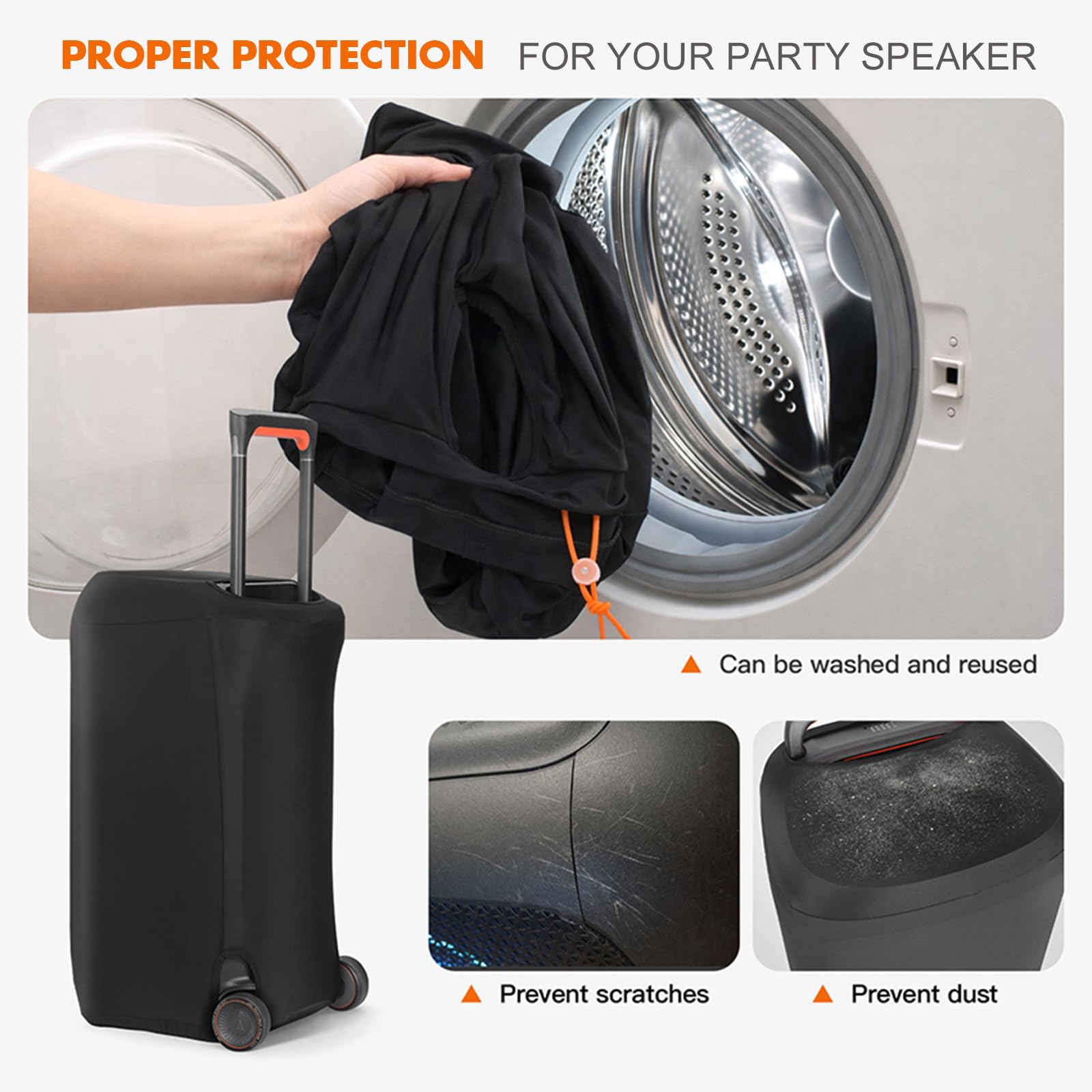 Staubschutzhülle, kompatibel mit JBL Partybox 310/Stage 320 Lautsprecher, tragbare Lautsprecherhülle, staubdicht, elastische Hülle für Party- und Heimaufbewahrung
