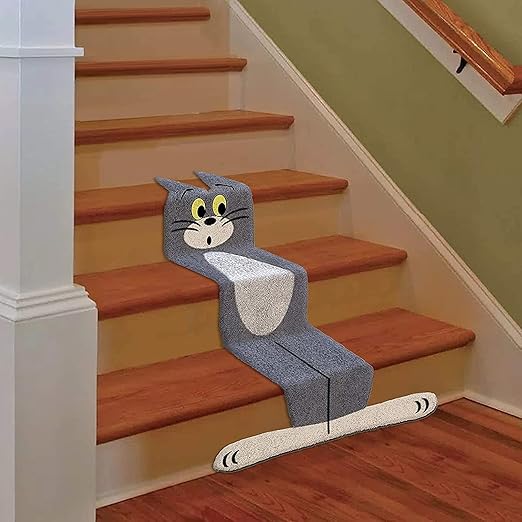 Amazon 漫画の猫のフロアマットトムとジェリーの階段マット カートゥーン 玄関マット 階段用 面白い 階段踏面カーペット 室内 滑り止め おしゃれ 階段マット ドアマット 吸水性 子供と犬用の階段ラグ 60 90cm 廊下敷き 階段マット オンライン通販