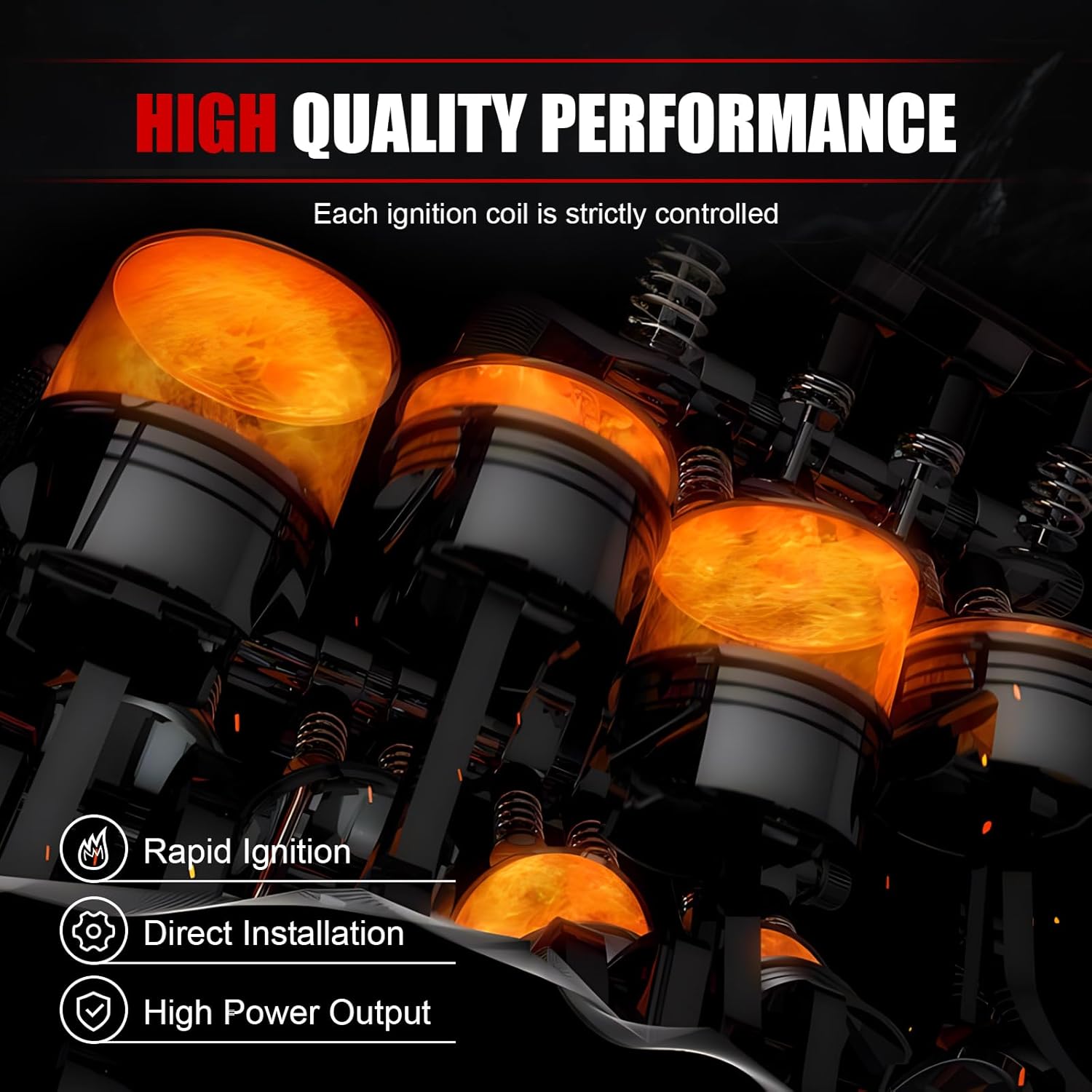 Ignition Coil Pack Compatible with 2007-2011 5.3 V8 Chevy Silverado Camaro Avalanche Tahoe Suburban GMC Yukon Sierra Canyon,Set of 8 Square Ignition Coil Packs Replace#UF413 12611424 12570616