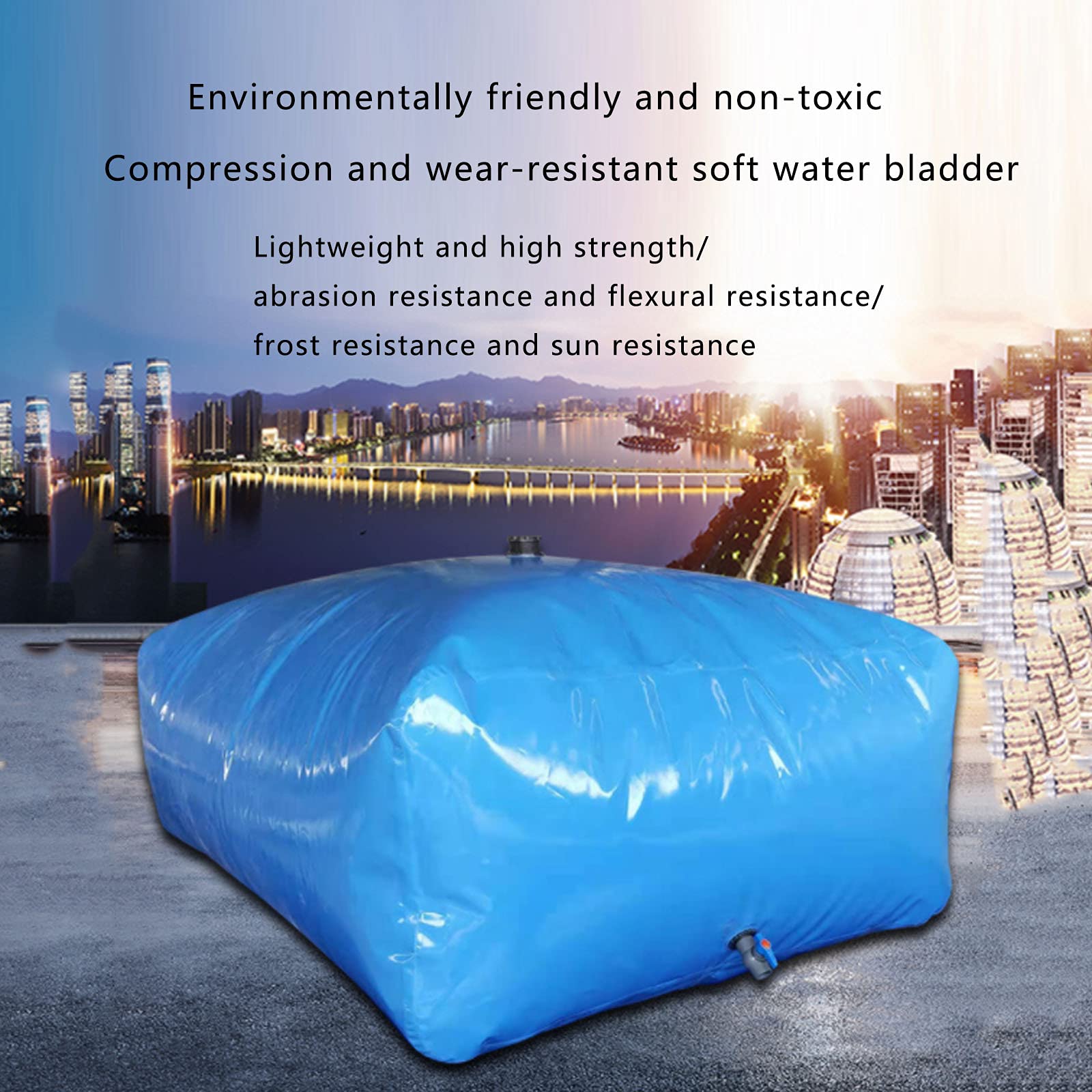 Sacca d'Acqua Pieghevole Serbatoio d'Acqua di Emergenza Mobile Portatile per Esterni PVC antigoccia Resistente all'Usura per la Pesca in Campeggio, 1000L,1000L