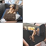 ROUWINNE Back Seat Extender for Dogs Black High with Soft Thick Dog Bed Non-Slip Brown