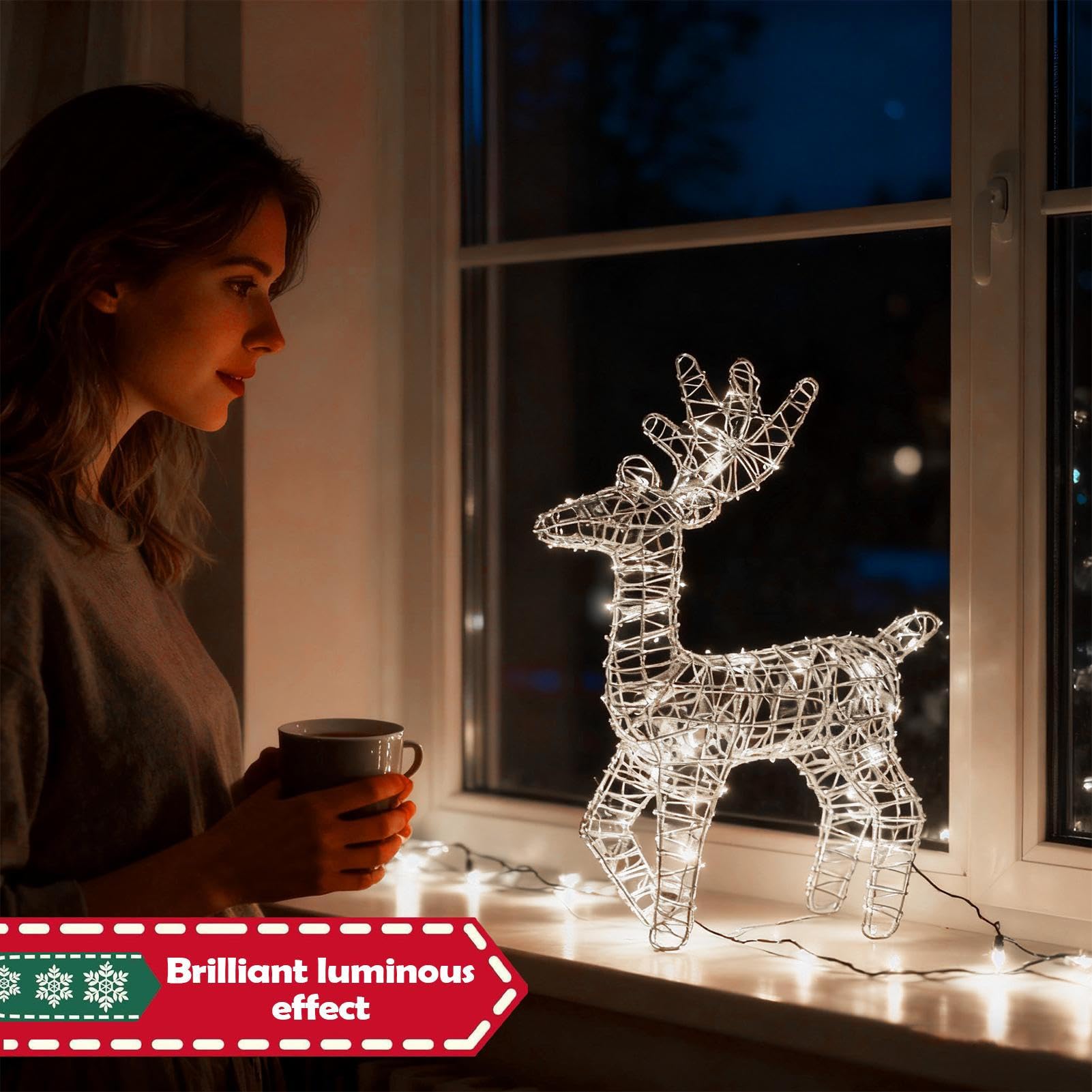 Renne Illuminato Per Il Natale Decorazione Invernale Resistente alla