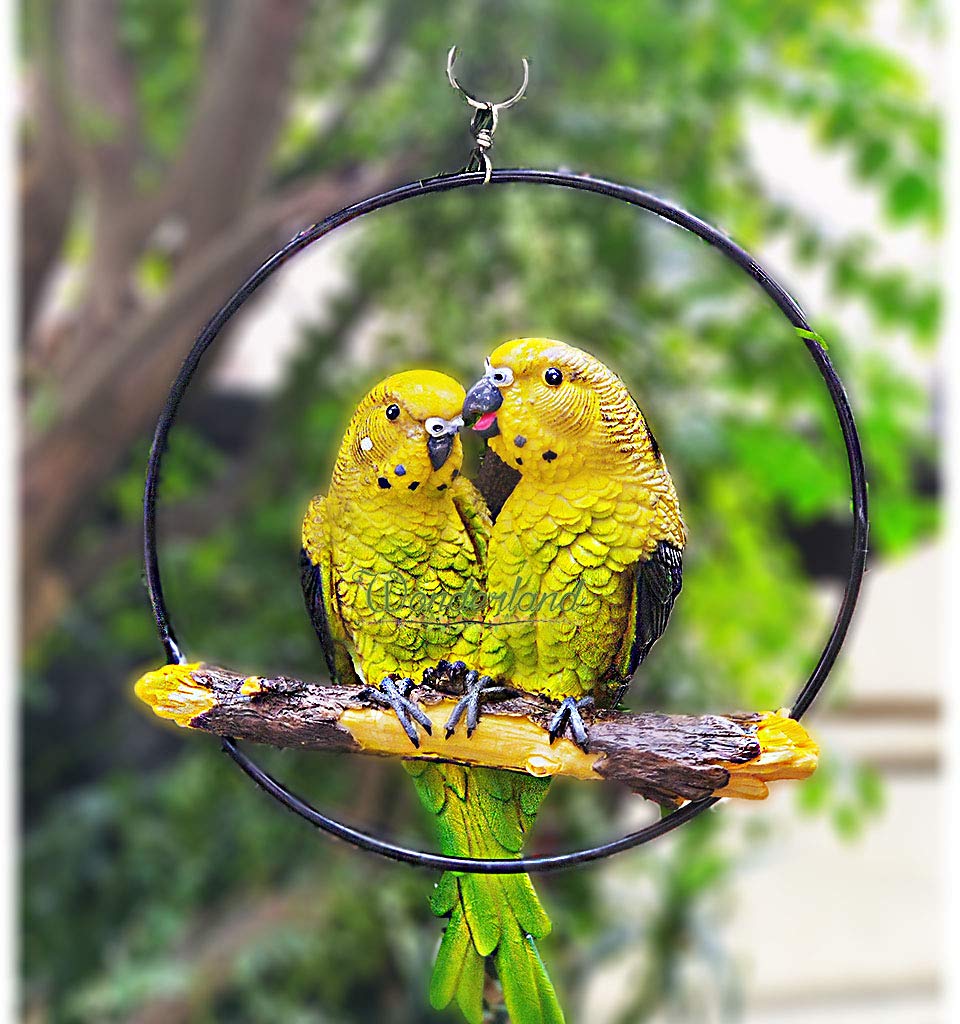 Wonderland Two Green Parrots in Ring for Hanging, Home Decor, Garden Decor, Home Decoration, Parrots, Bird Decor, Balcony Decoration, Gift-picture-30