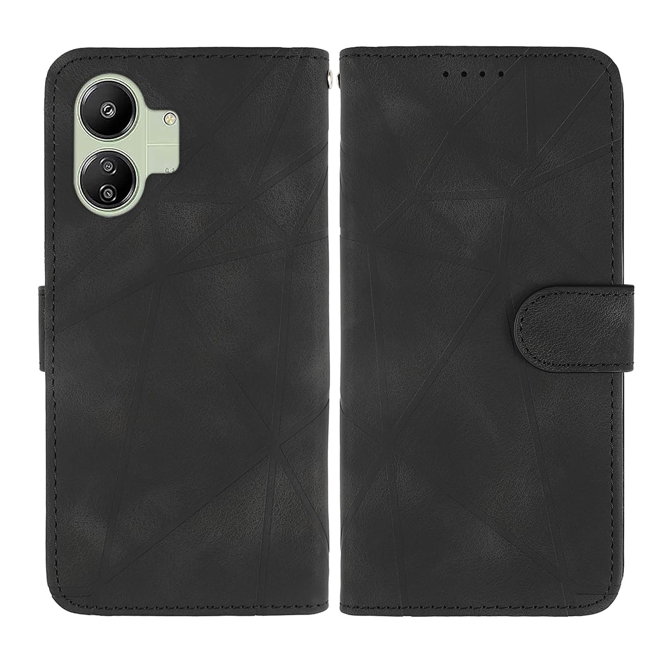 Wanyuexes Case for Redmi 13C 4G/5G & Poco C65/M6 5G, Leather Flip Wallet Case with Tempered Glass Screen Protector, Kickstand - Image 4