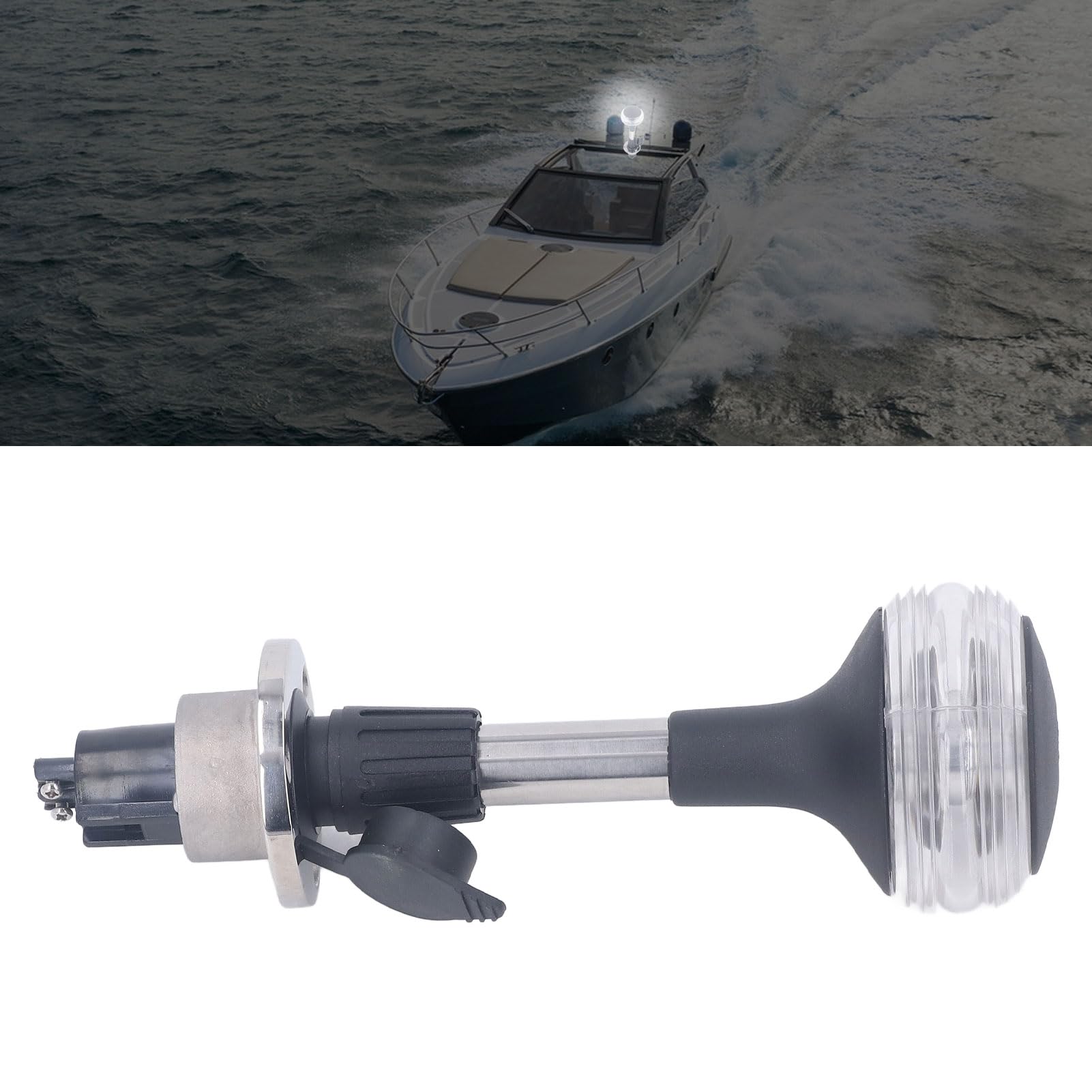 Topyond Lampe De Navigation, 360 Degrés Feux De Navigation pour Bateau | Lumière De Bateau à Base Détachable, 9 Pouces 2NM, 10-24V DC, 3W, LED Marine Lampe de navigation pour bateau, étanche IP65