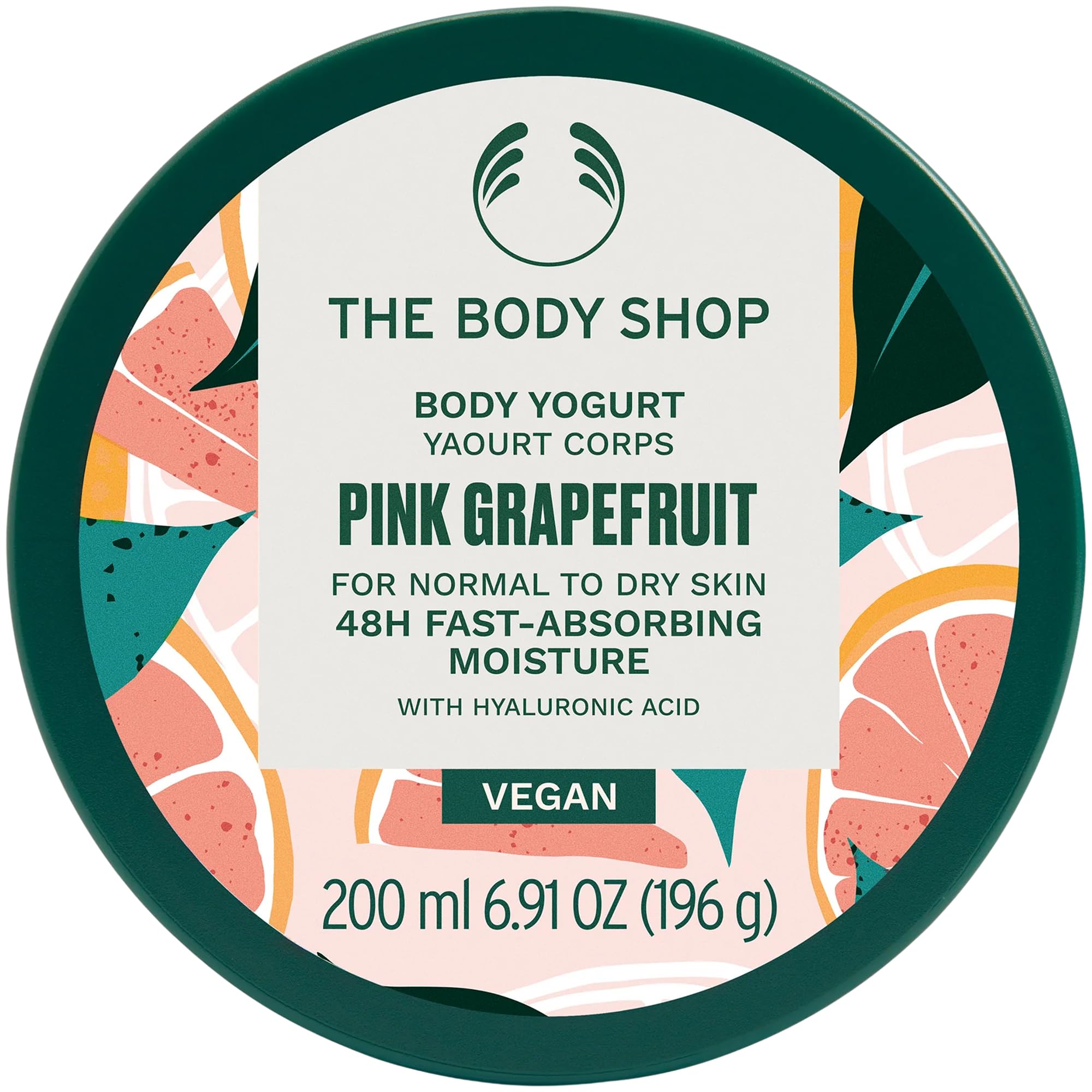 The Body Shop Pink Grapefruit Body Yogurt (1x 200ml), Fast-Absorbing Moisturiser for Dry Skin Lightweight Body Cream