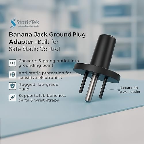 Miniatura 2 de Adaptador de enchufe de salida Banana Jack  Conexión a tierra universal de 3 clavijas  Control ESD  Plástico irrompible de peso ligero negro  2