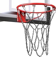 GWGwongvvei Heavy Duty Carbon Steel Chain Basketball Net - Rust-Proof, Colorful, Indoor/Outdoor Replacement for Standard 12-Loop Hoops