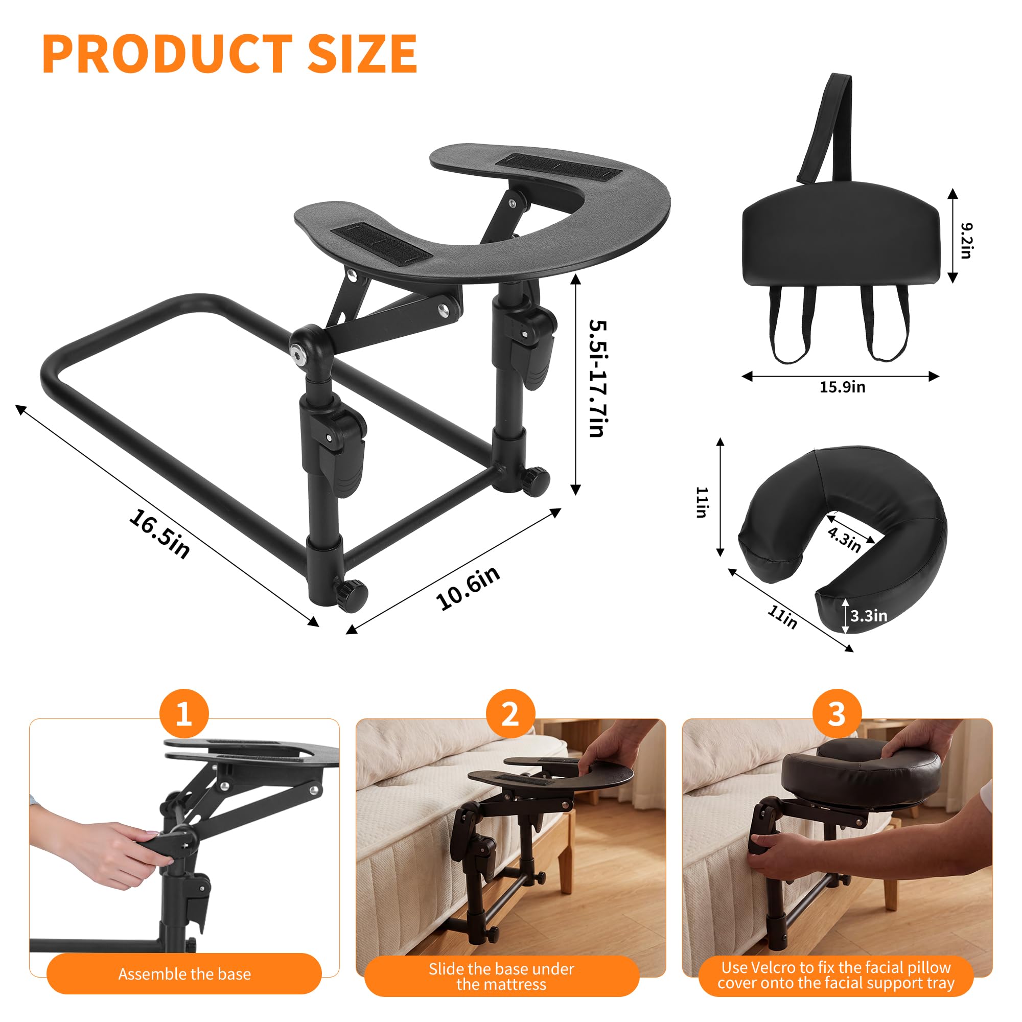 Adjustable Bed Massage Face Cradle with Memory Foam Pillow