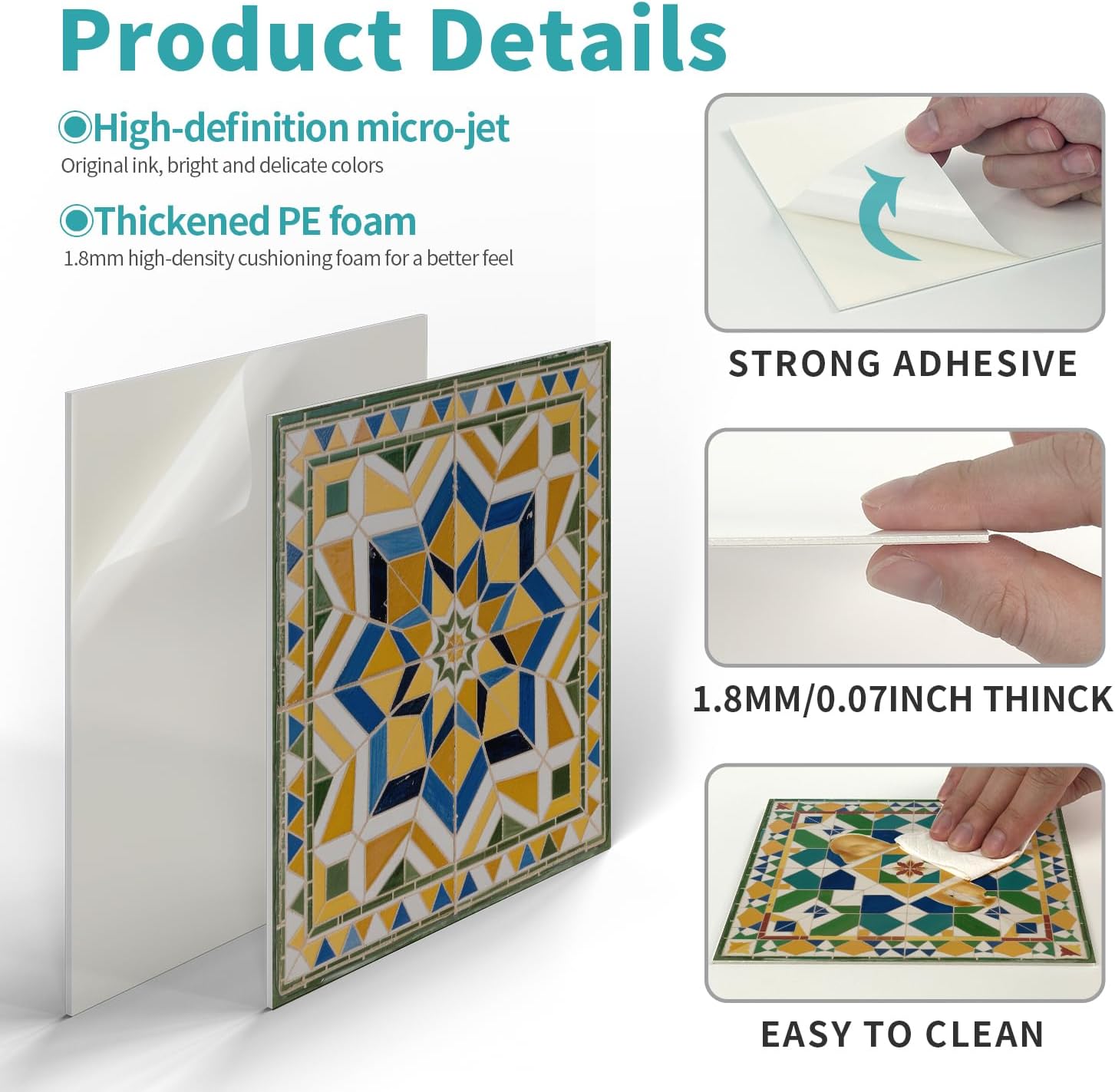 VICCI 12Pcs Tile Stickers 5.9x5.9 inch Tile Decals Peel and Stick Backsplash Self Adhesive Wall Sticker Removable Decals for Kitchen Bathroom Wall Furniture