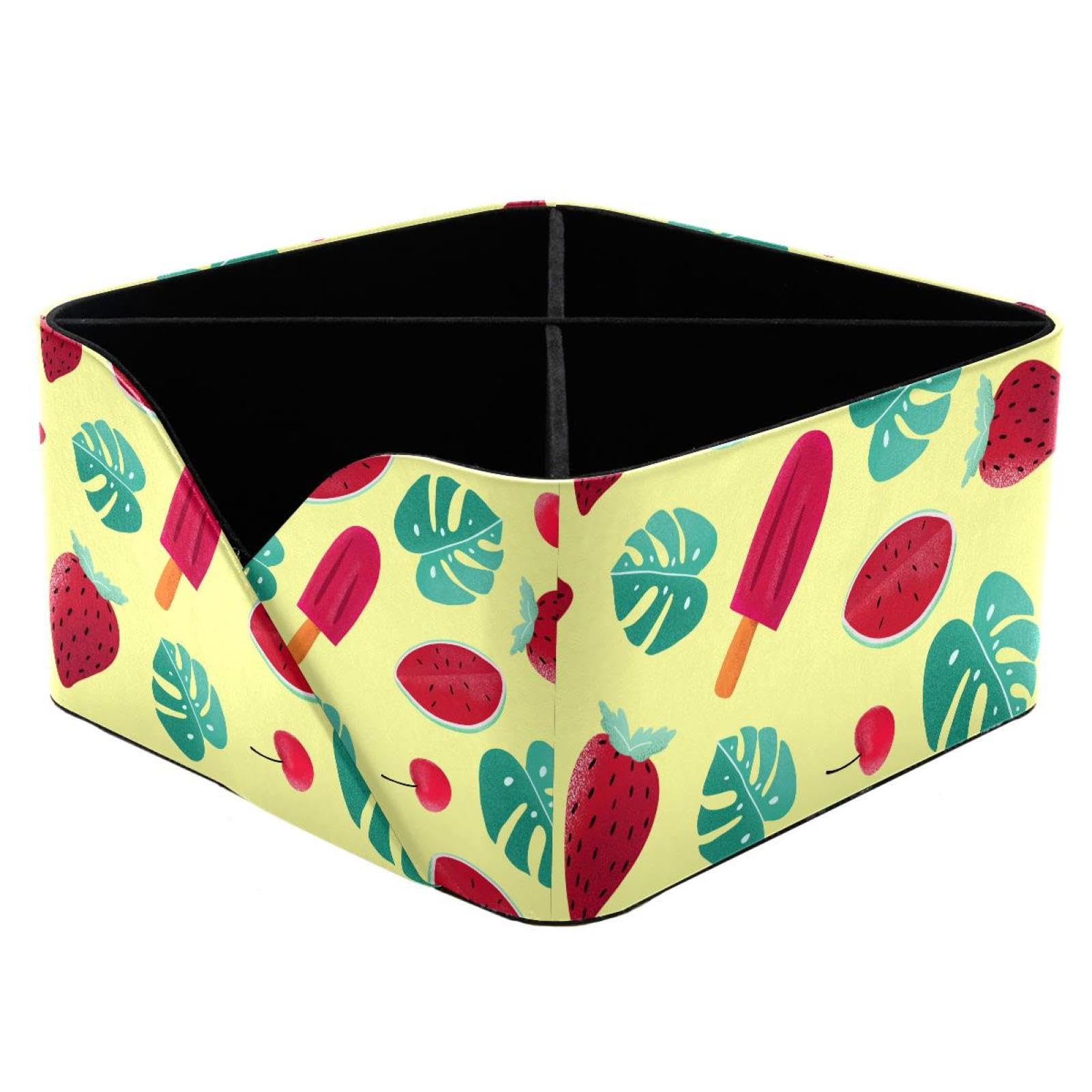 KengjuTesu Watermelon Leaves Desktop Organizer Pen Holder, Rectangular Pencil Cup for Office, Study and Makeup Stations