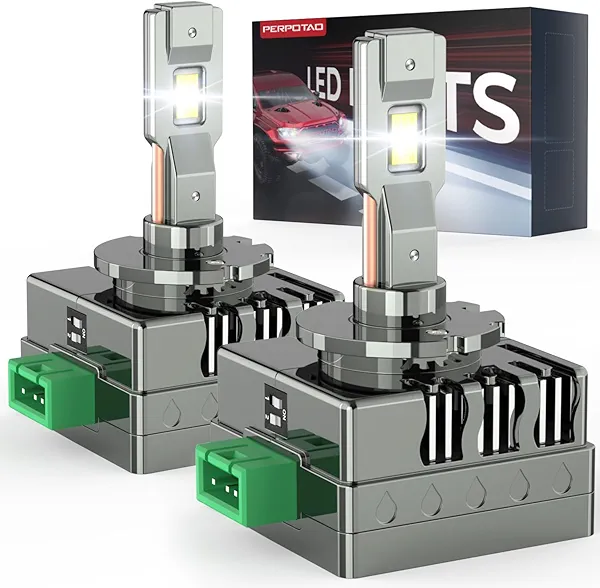 PERPOTAO D3S D3R Led Bulb, 46,000LM, 800% Brightness, 6,000K White, 10x Cooling, Xenon HID Replacment, Fast Plug, Fog Light, Compatible 99.99%, 2-Pack