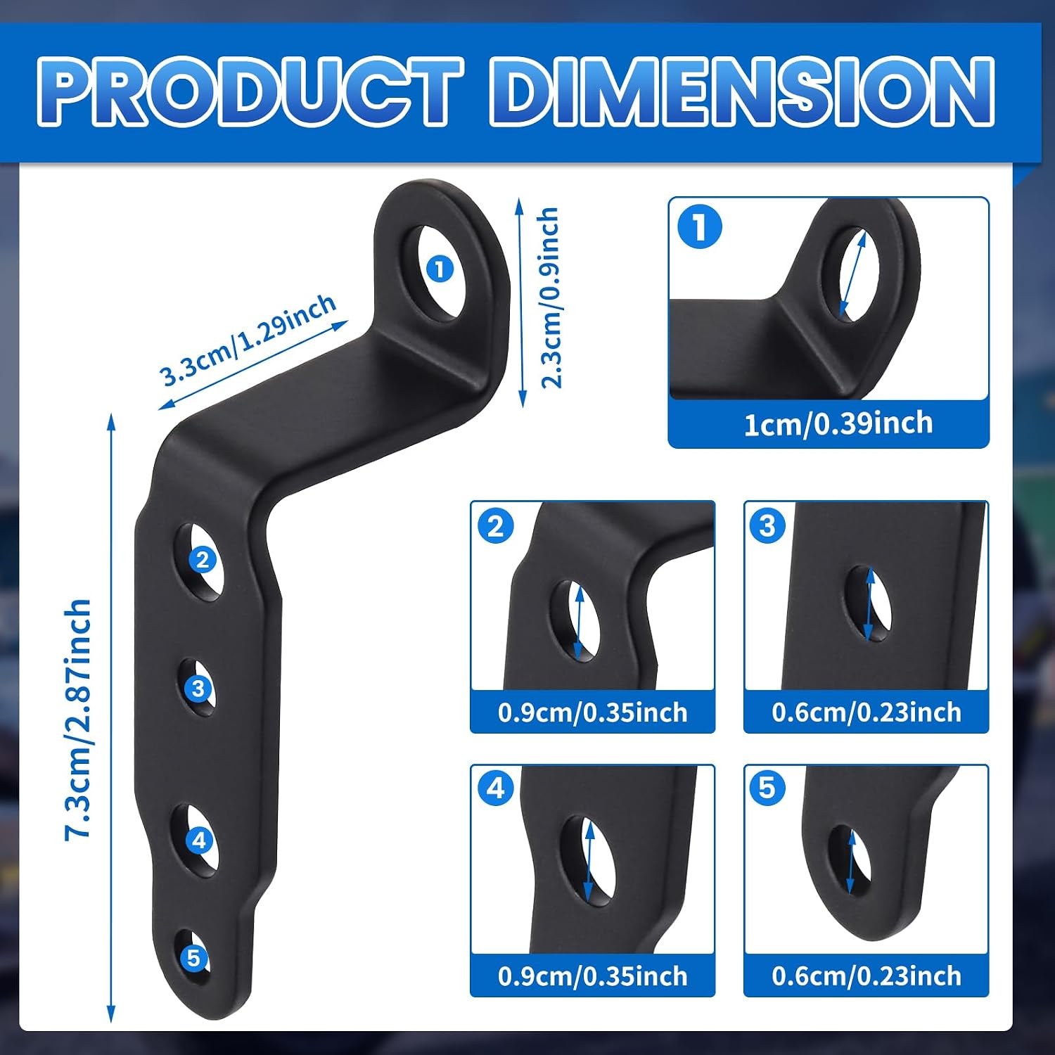 2pcs Motorcycle Mirror Mounting Bracket Motorcycle Fog Driving Light Bracket Support Relocation Bracket Metal Holder (Black)