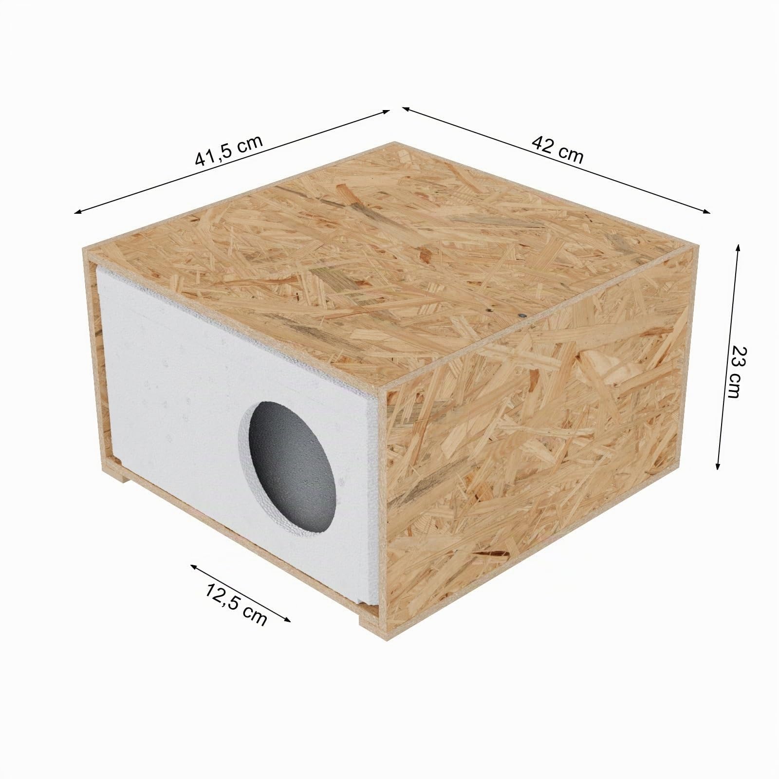 QLS Katzenhaus aus Styropor mit OSB Verkleidung 43 x 41 cm Natur