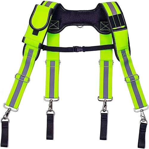 AISENIN Tirantes de cinturón de herramientas de carpintero, tirantes de cinturón de herramientas resistentes tirantes reflectantes de seguridad