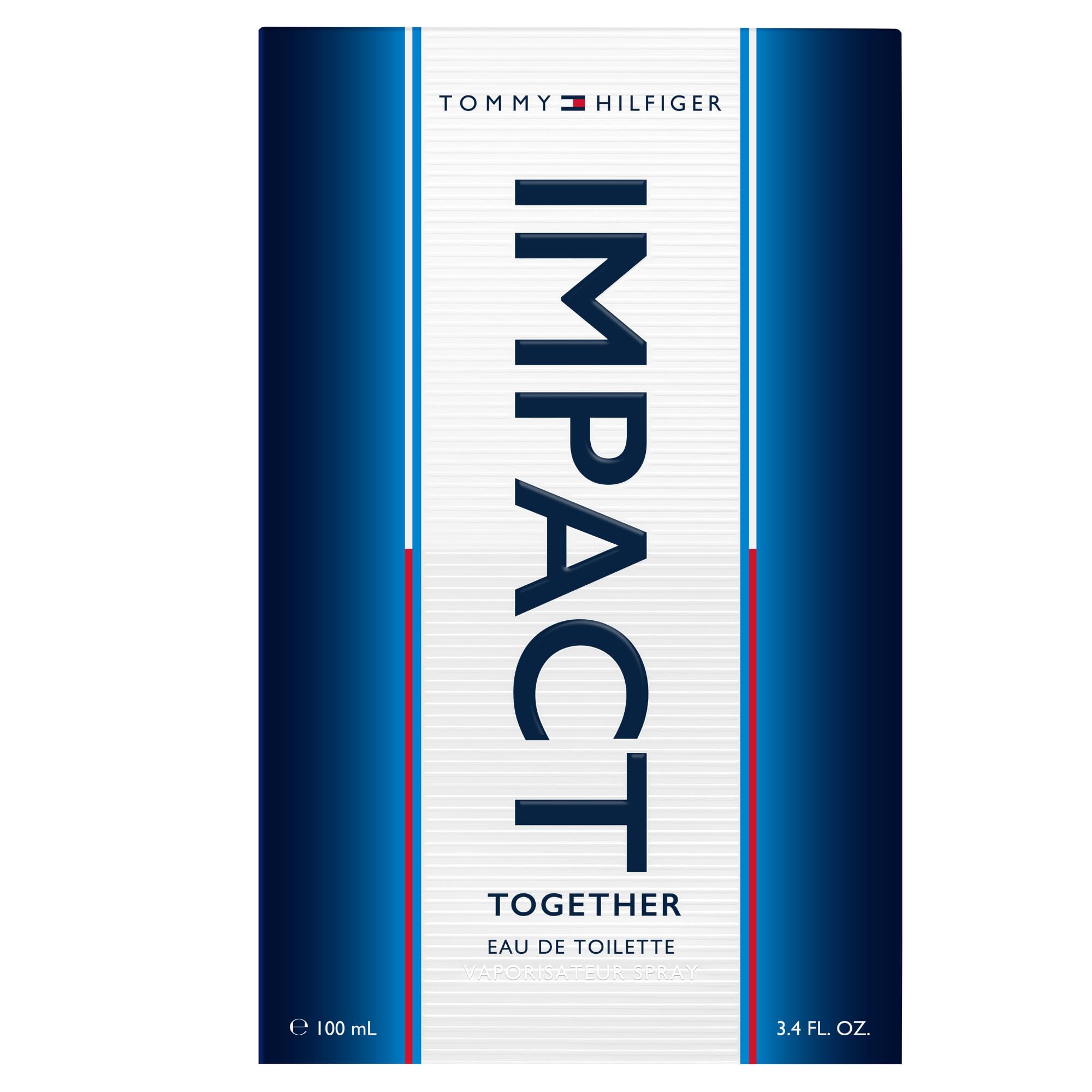 Tommy Hilfiger – Tommy Impact Together Eau de Toilette 100 ml – Perfume de Hombre – Fragancia Acuática con Notas Amaderadas y Minerales – Botella de Cristal Blanco con Degradado Azul