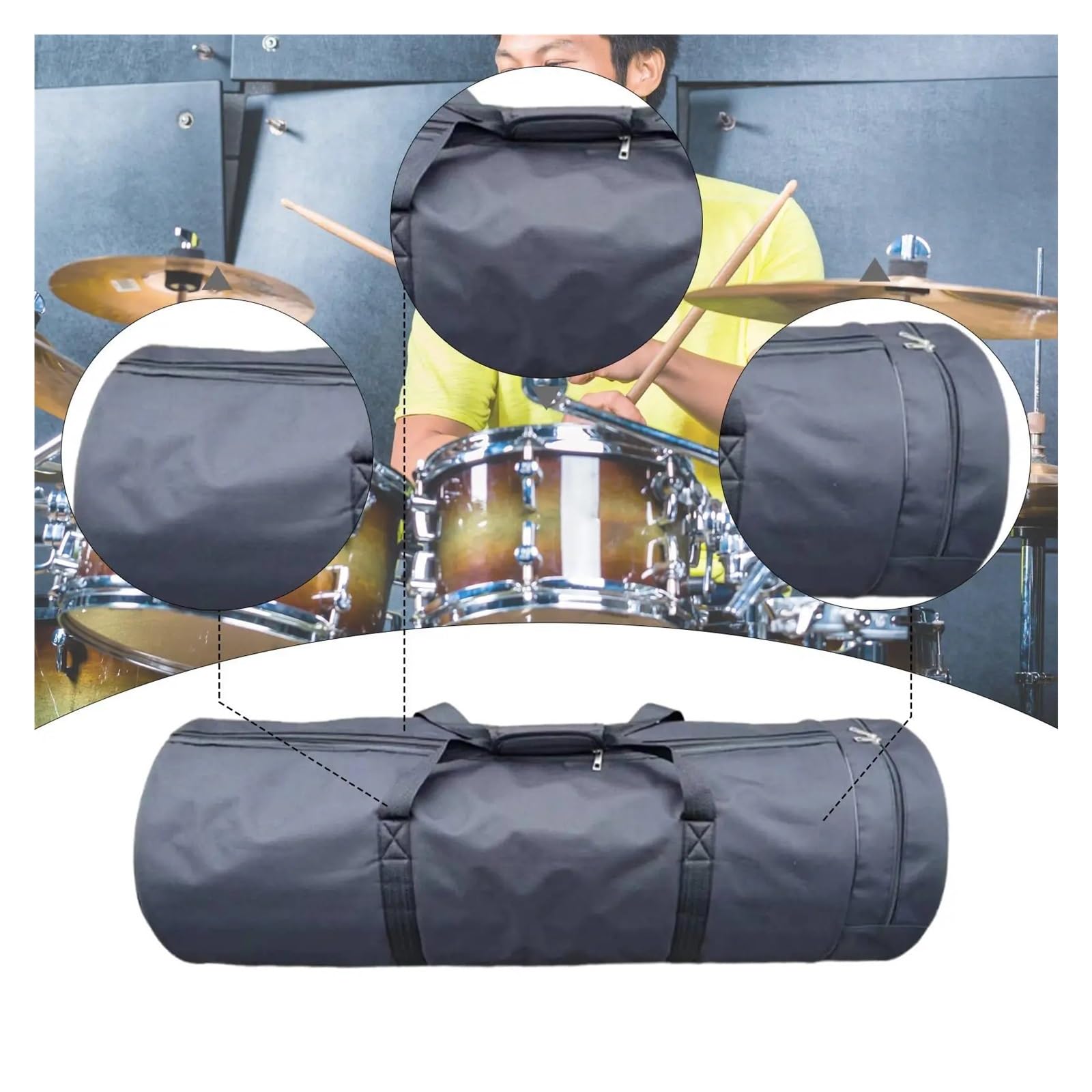 Bolsa De Hardware De Tambor Impermeable Negra Portátil