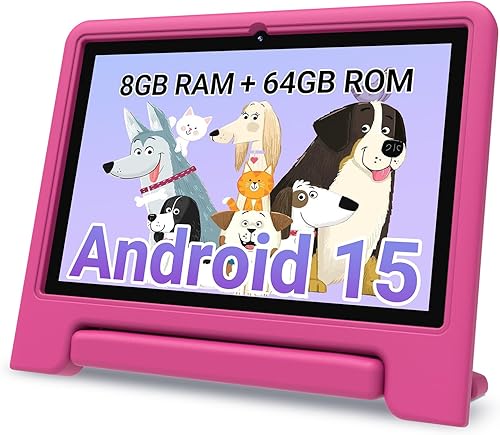 Tablet para niños 2025, tableta Android 15 de 10.1 pulgadas para niños, 8+64 GB de almacenamiento (expansión de 1 TB), Octa-Core, WiFi 6,