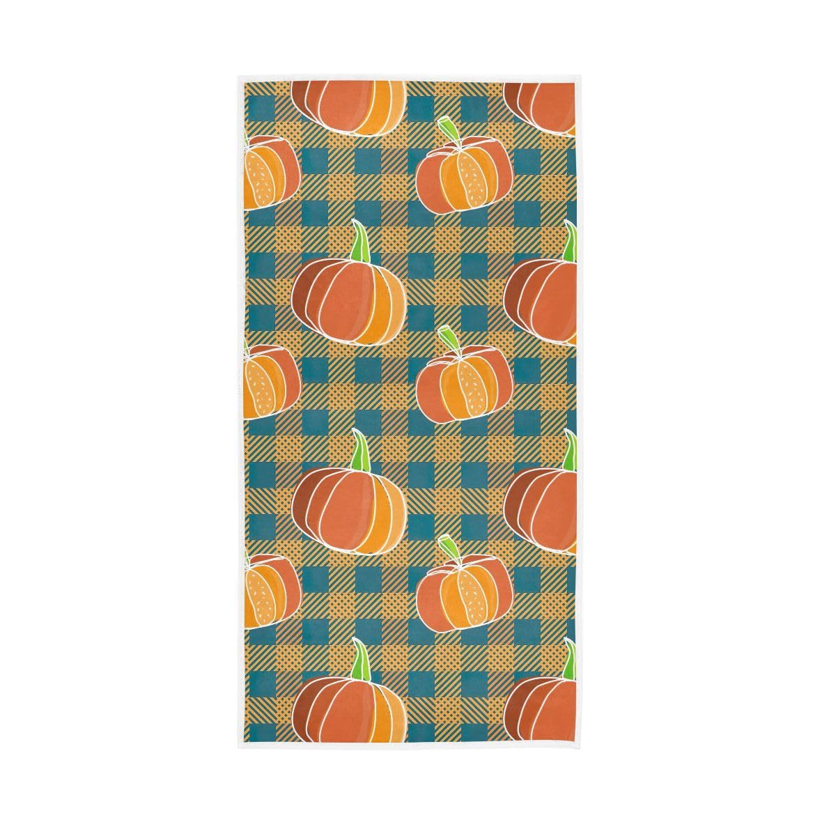 LSRCPD Pumpkin Plaid Halloween Face Towels for Bathroom, Hand Towels for Bathroom, Shower, Hotel, Spa 15 x 30 Inches
