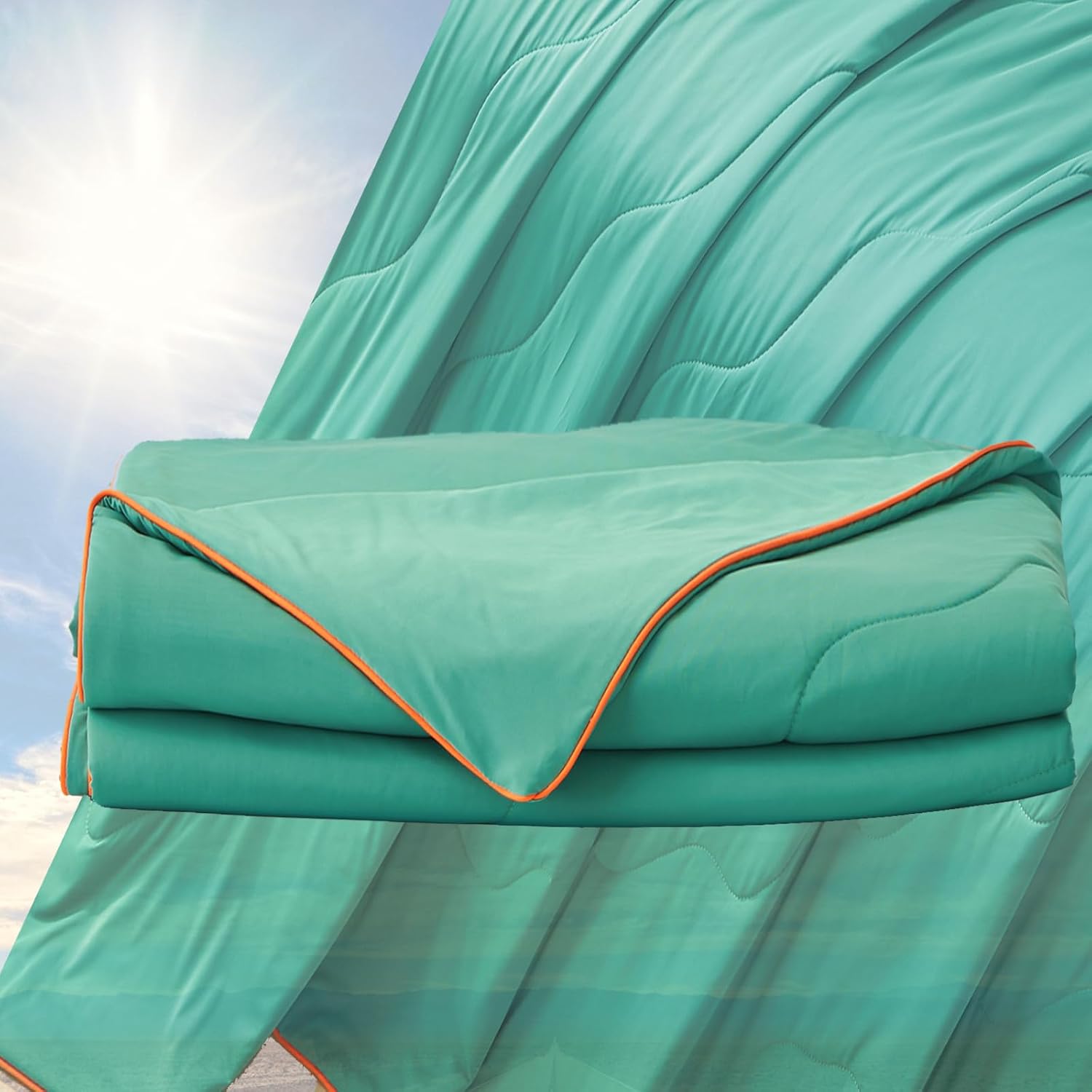 Cooling Comforter Queen Size, Cooling Blankets for Hot Sleepers and Night Sweats - Quilt Bedding Ultra Cold Breathable Lightweight Silk Smooth for Summer Hot Weather (Green, Full/Queen)