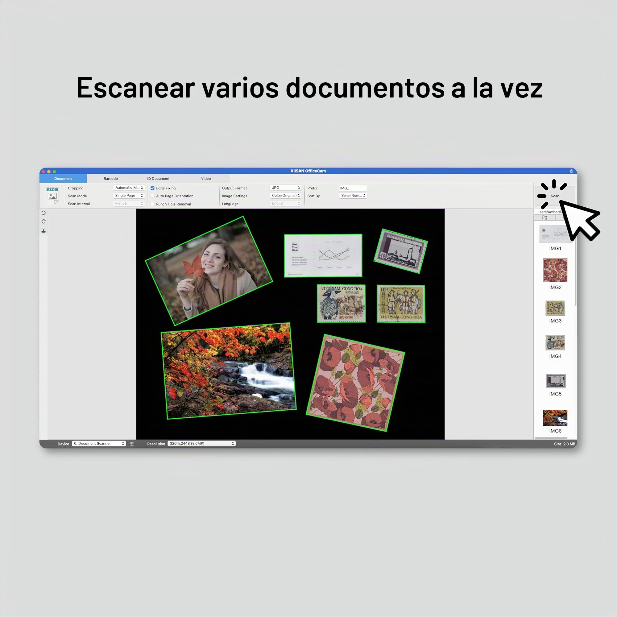 VIISAN Escáner de documentos, USB de 16 MP, tamaño de grabación A4, Deskewing, escaneo de documentos de varias páginas, tecnología OCR y TTS, funciona con Windows y MacOS
