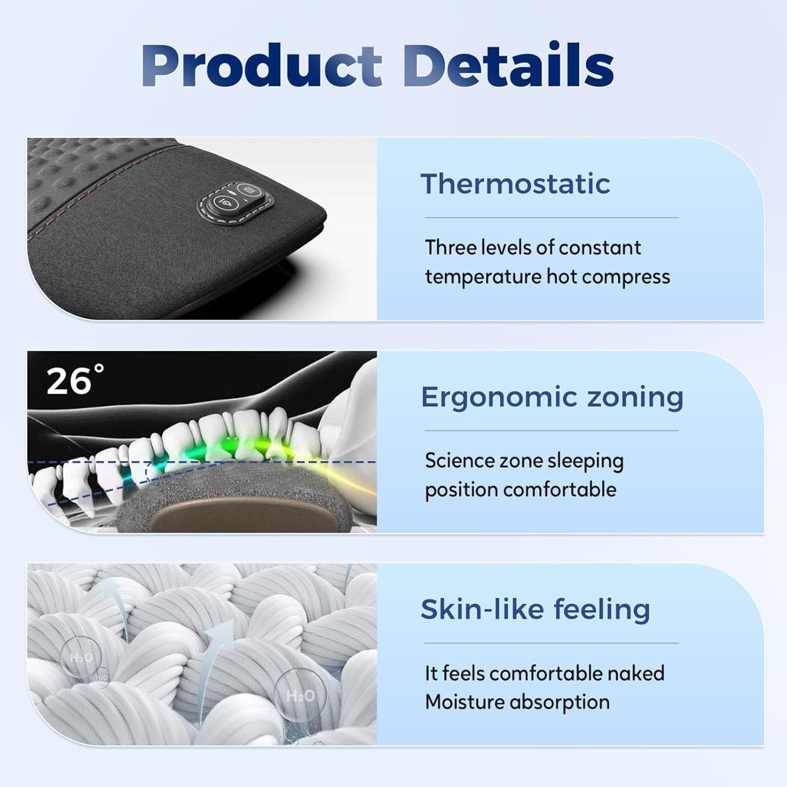 Massaggiatore per la schiena 3 in 1,Cuscino lombare elettrico, Elettrico lombare, Massaggiatore elettrico lombare, con vibrazione e calore