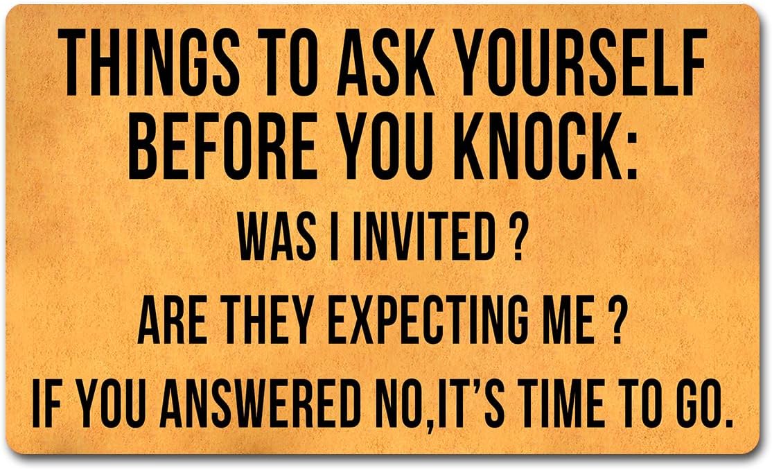 Funny Welcome Doormat with Rubber Back 18"(W) x 30"(L)Things to Ask Before You Knock Was Invited If Not It's Time To Go Doormat for Entrance Way Hello Monogram Mats for Front Door Mat Kitchen Rugs