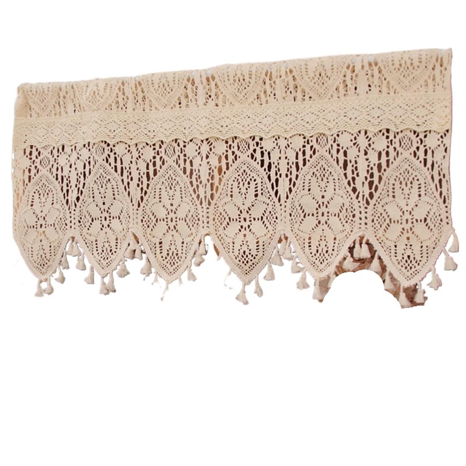 LNNXSZ Short Curtains Retro Crochet Curtains Valance Kitchen Window Curtain Tiers Farmhouse Short For Room Divider Doorway(W100xH90cm)