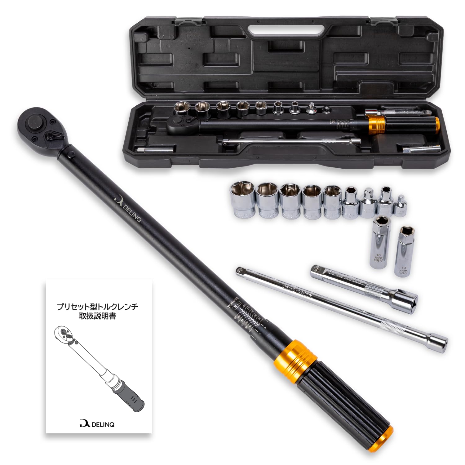 Amazon.co.jp: DELINQ トルクレンチ 車 バイク トルクレンチセット 差