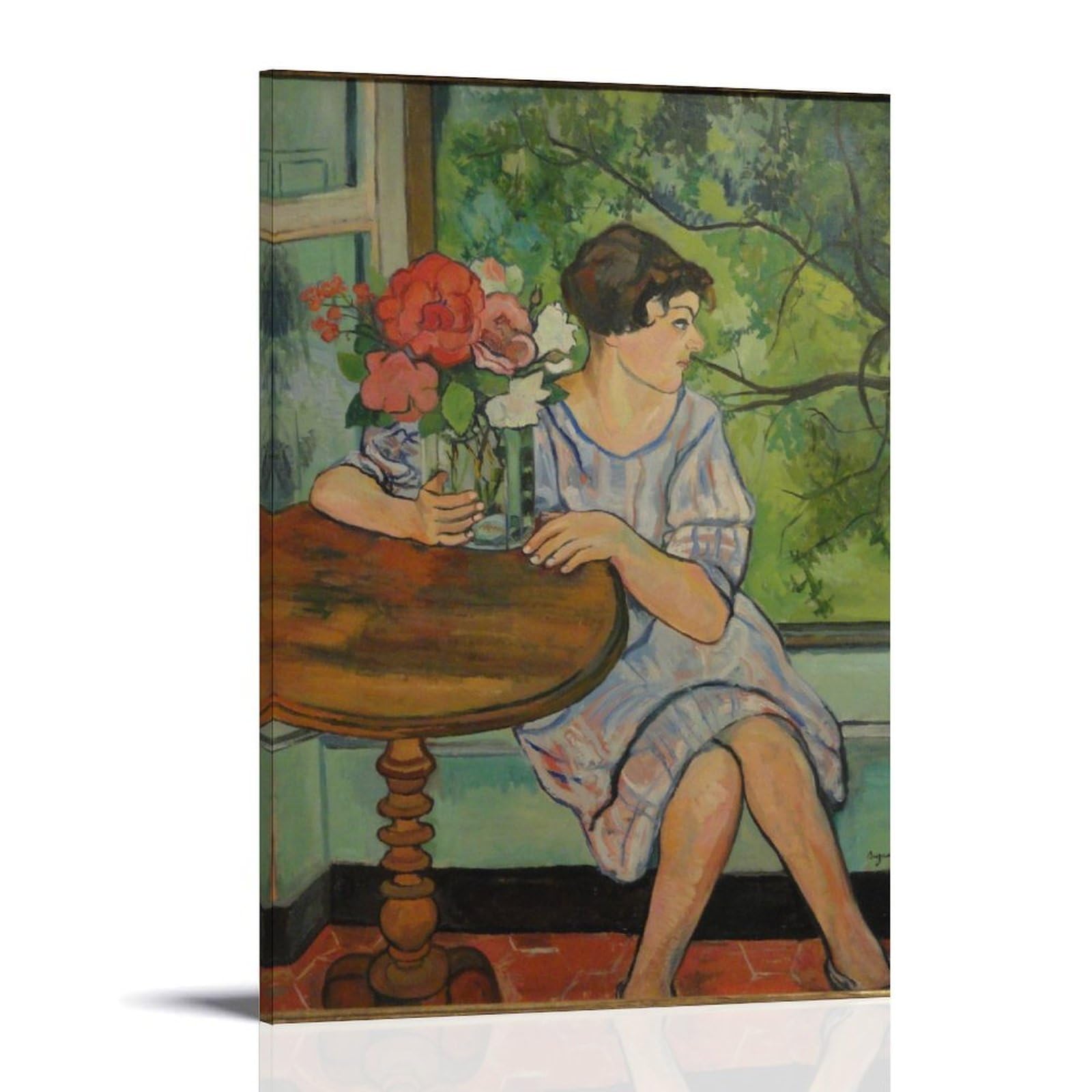 Young Girl in Front of A Window by Suzanne Valadon Impresiones en Lienzo Modernas, Cuadros Decorativos Para Habitaciones de Niños o Niñas, Cuadros de Pared para Salón y Pinturas con Motivos Festivos
