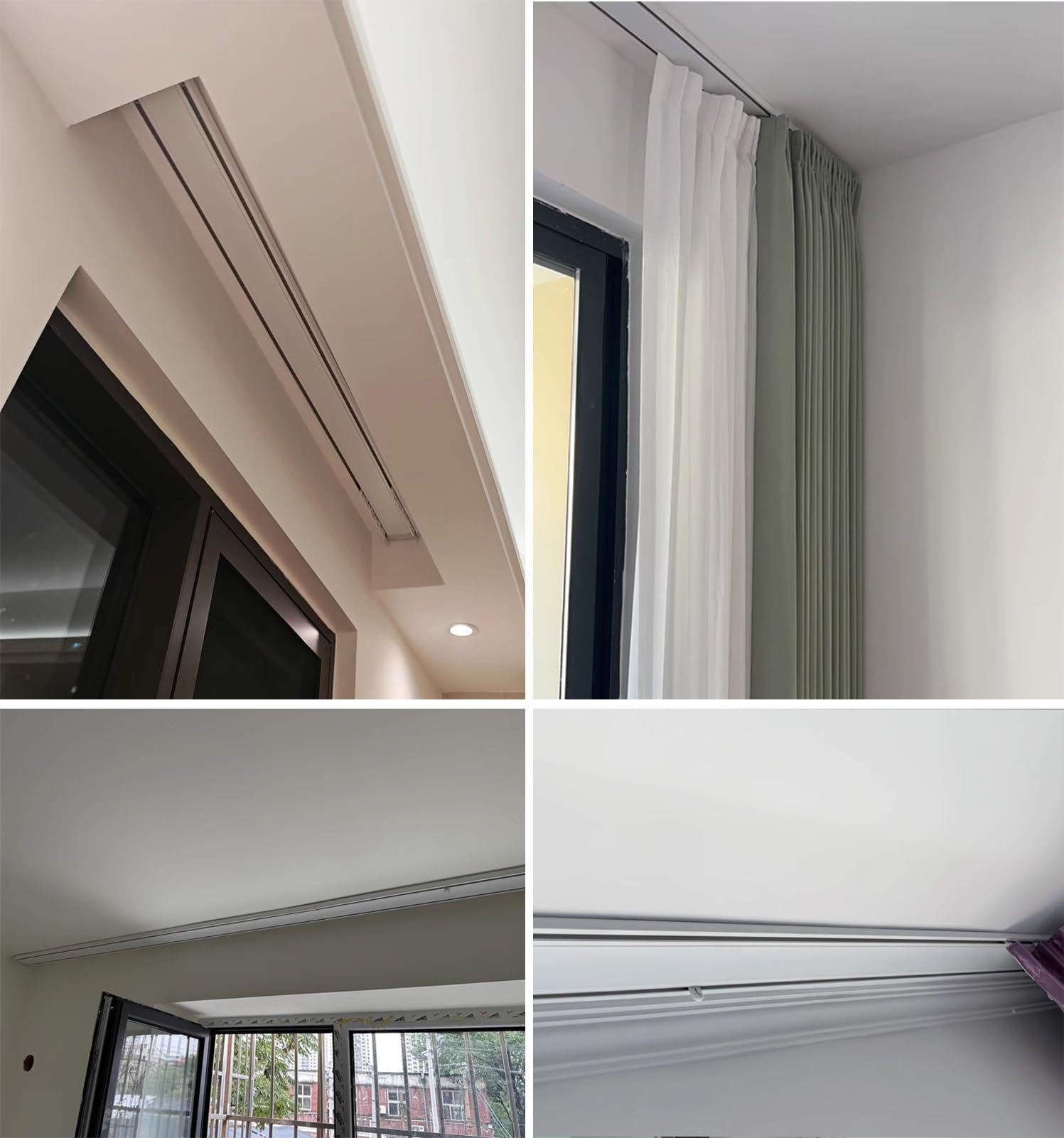 Tringle de plafond pour rideaux et voilages – Système de rail à rideaux pour portes coulissantes – Système de rail à rideaux (7,5 m / 24.6ft) – Blanc