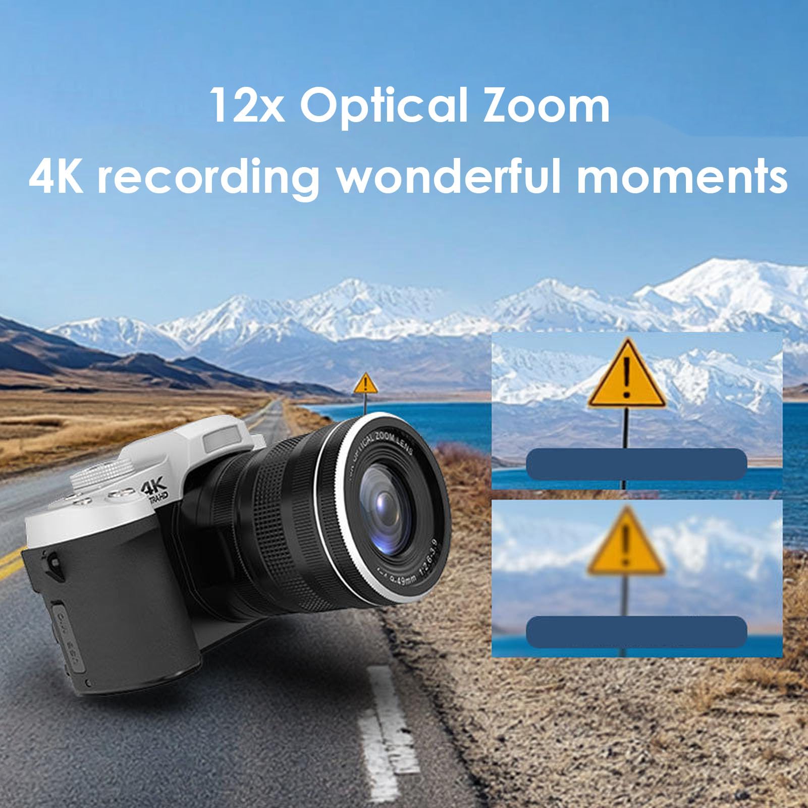 Cámara Digital 4K para Fotografía con WiFi Cámara de Vlogging con Enfoque Automático de 64 MP, Pantalla Táctil Abatible de 3,0 Pulgadas WiFi Vlogging, para Fotografía de Viajes y