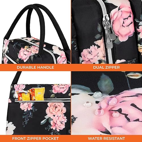 Miniatura 5 de OPUX Lonchera para mujeres, bolsa de almuerzo aislada para niñas, escuela, niños y adolescentes, bonita bolsa térmica pequeña y suave para mujeres