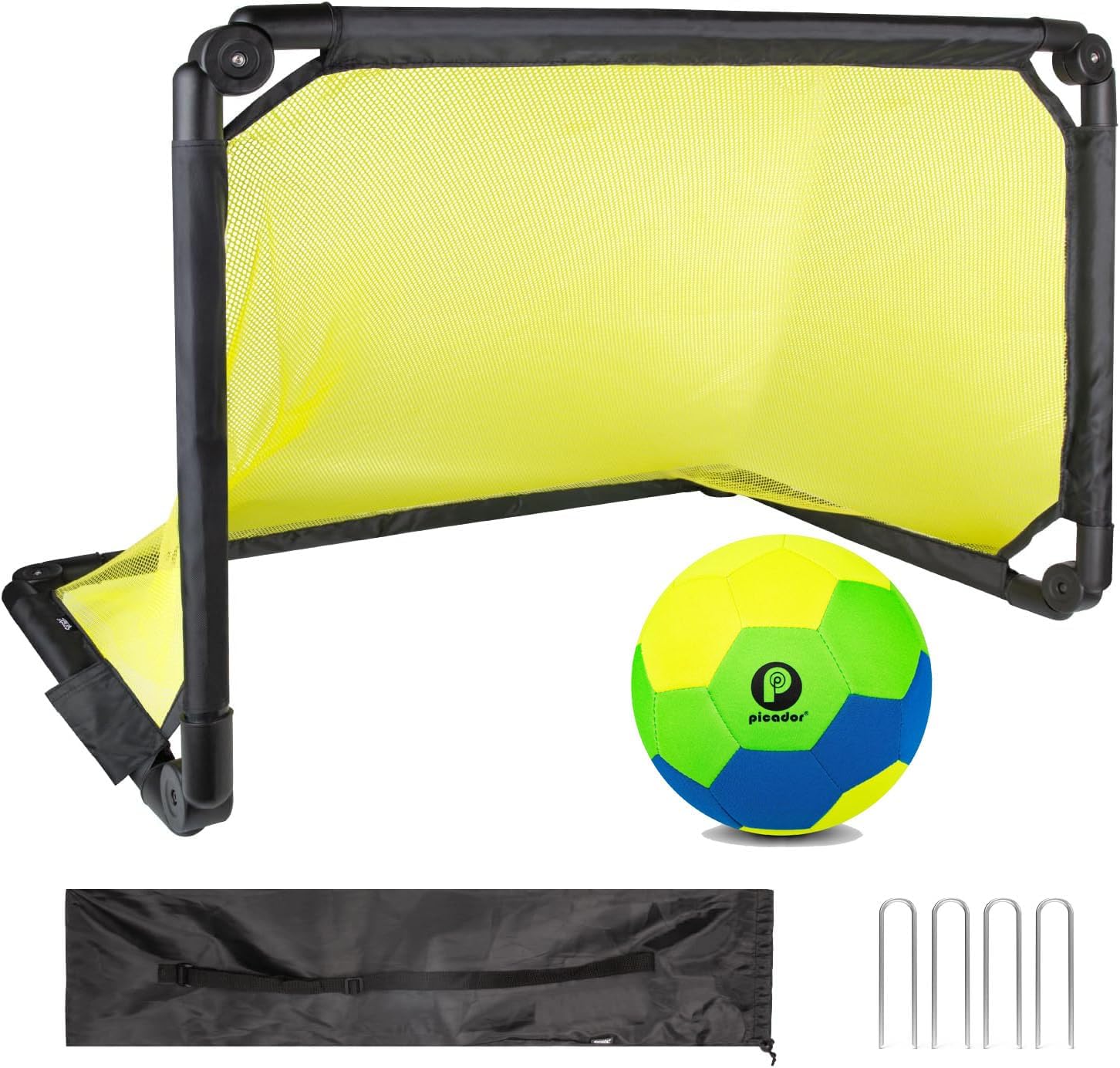 PP PICADOR Soccer Bundle: Size 4 Ball + Pop-Up Goal (36"x24") for Kids