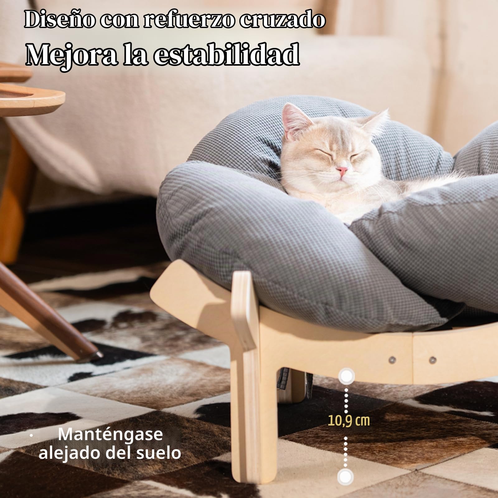CheerPals Cama para Gatos Elevada y Flaca, 55 cm de Largo y Ancho en Forma de Flor, Cojín para Gatos | Sofá grande para gatos con lavable a máquina y cojín de alta elasticidad, muebles para dormir para todos los gatos