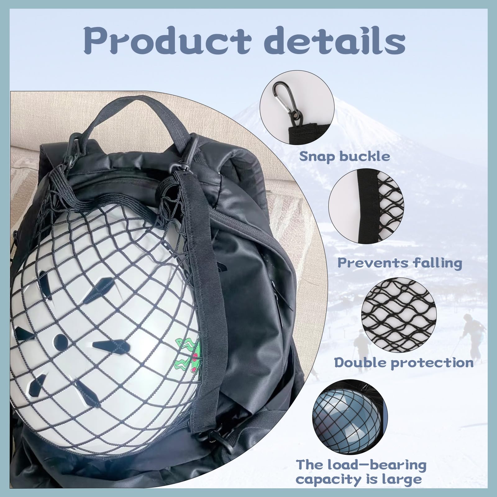 Porte-Casque Pour Sac à Dos - Housse Élastique Avec 4 Mousquetons - Transport Élégant Et Pratique Pour Casque Vélo Ou Moto