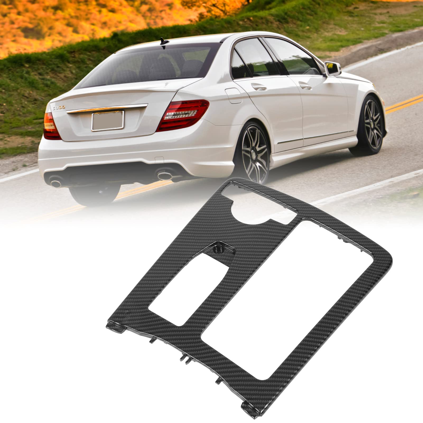Adhesivos para Portavasos de Consola, Ajuste Perfecto, Fibra de Carbono, Superficie Brillante, Protección contra Arañazos, Consola Central, Portavasos para Coche