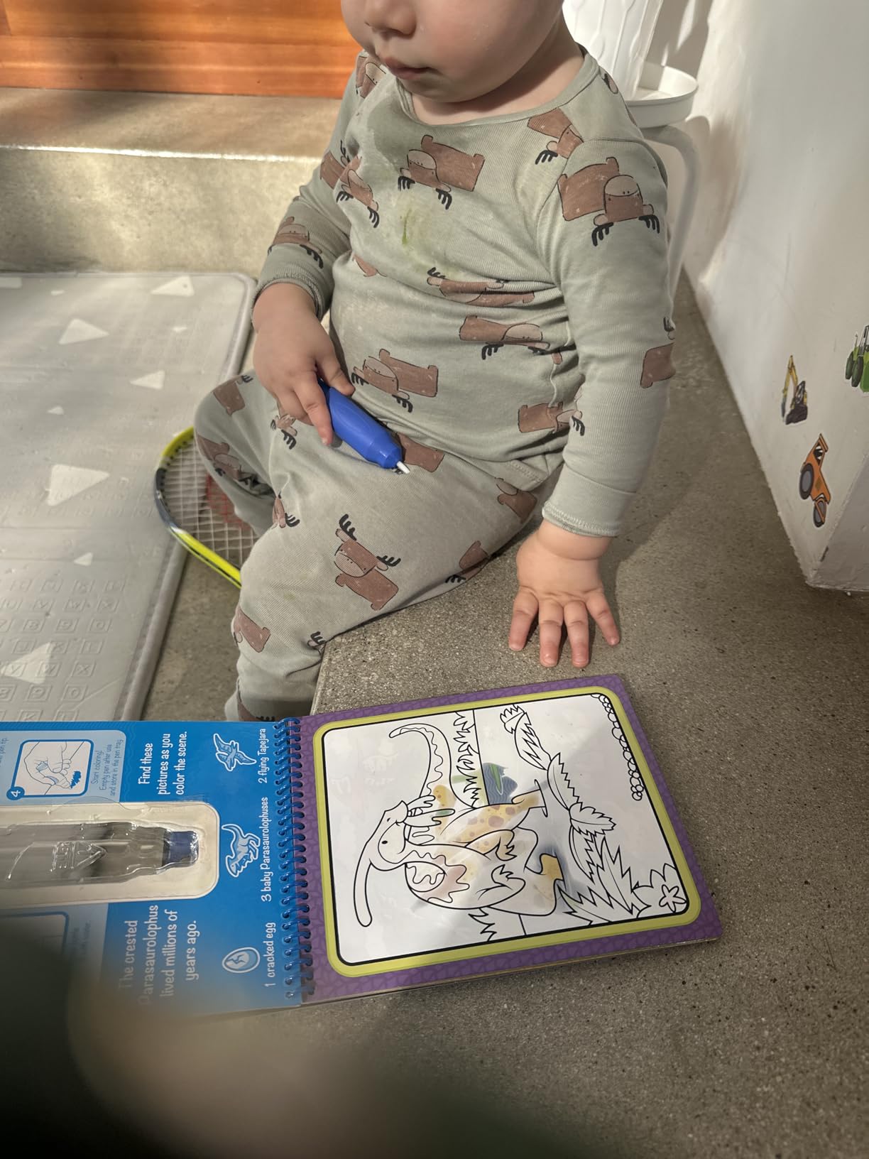 Safe and fun way to teach toddler to color.