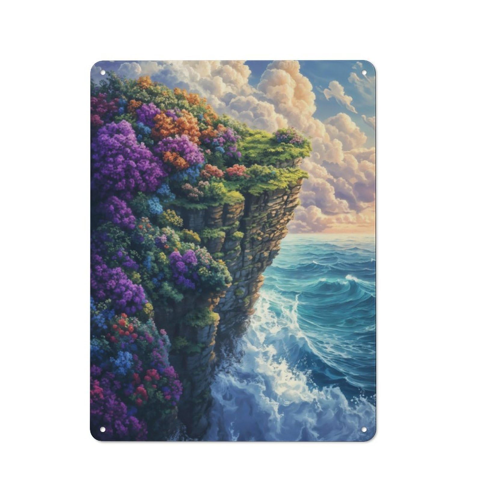 Junmoney Cliffside Paradise Tin Wall Plaque 40X30cm With For Living Room Or Hallway, For Garage, Workshop And Man Cave Decoration