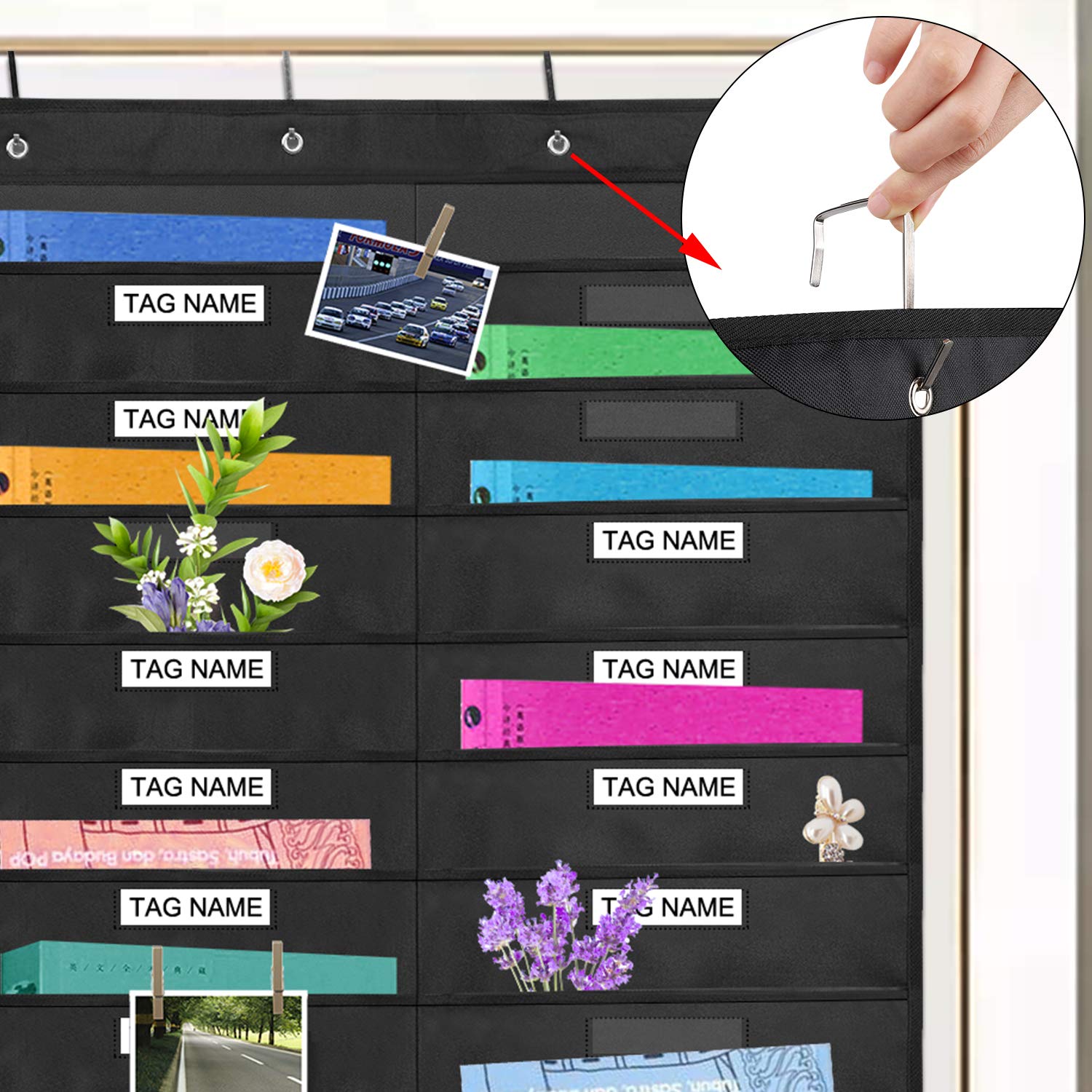 Cartellina da appendere alla porta resistente con 2 ganci ideale per scuola casa o ufficio 20 Nametag Pocket