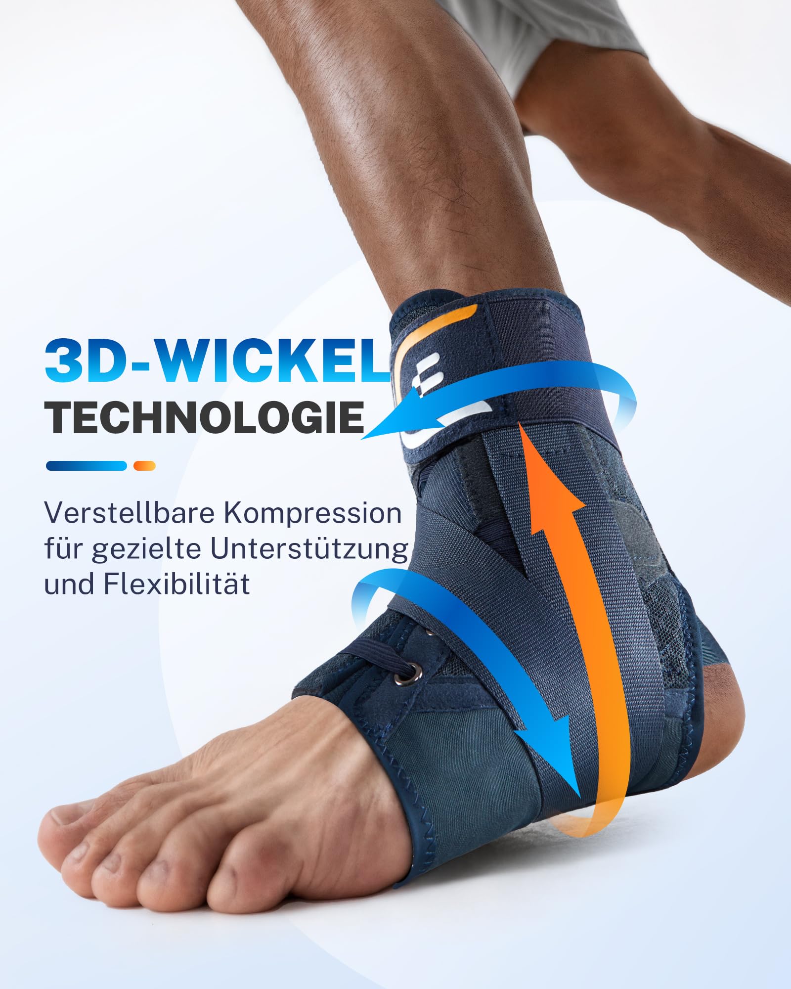 Fitomo Sprunggelenkband mit beidseitig herausnehmbaren Schienen, Schnellverschluss & Figur 8 Stütze. Zur Stabilisierung bei verstauchtem Knöchel und Achillessehnenentzündung. Für Sport & Alltag, L
