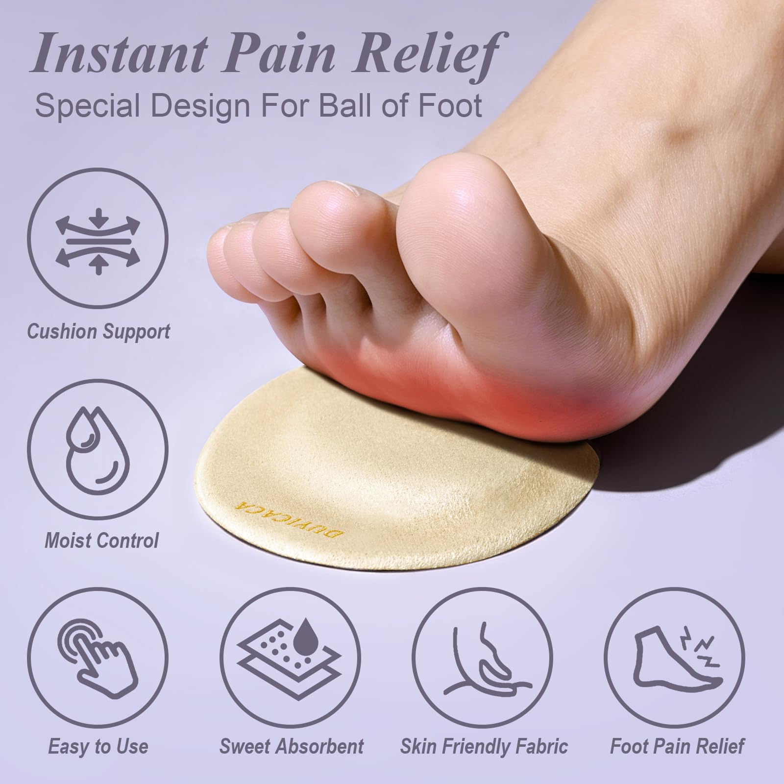 Cuscinetti metatarsali da donna: inserti antiscivolo per avampiede per scarpe con tacco alto, taglia unica, 2 paia (4, beige)