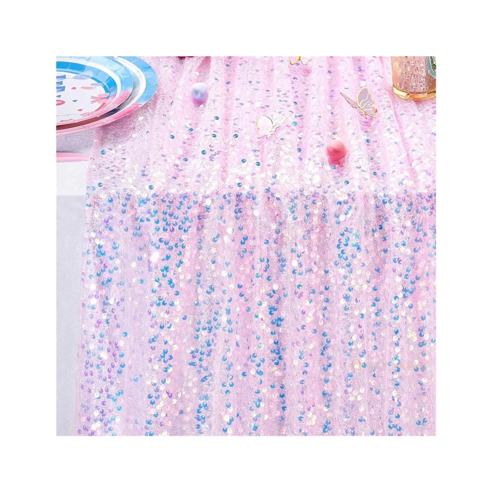 PZOFERLIN Table flag Mermaid Iridescent Sequin Glitter Table Runner 30x183-275cm for Wedding Party Decor(Color 1,30x183cm)
