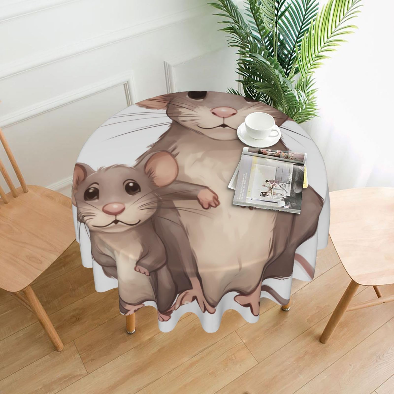 FodPand Rats Tablecloths for Round Tables 60 Inch - Reusable Washable Dining Table Clothes - Stain and Wrinkle Resistant Decorative Fabric Table Cover for Wedding Party