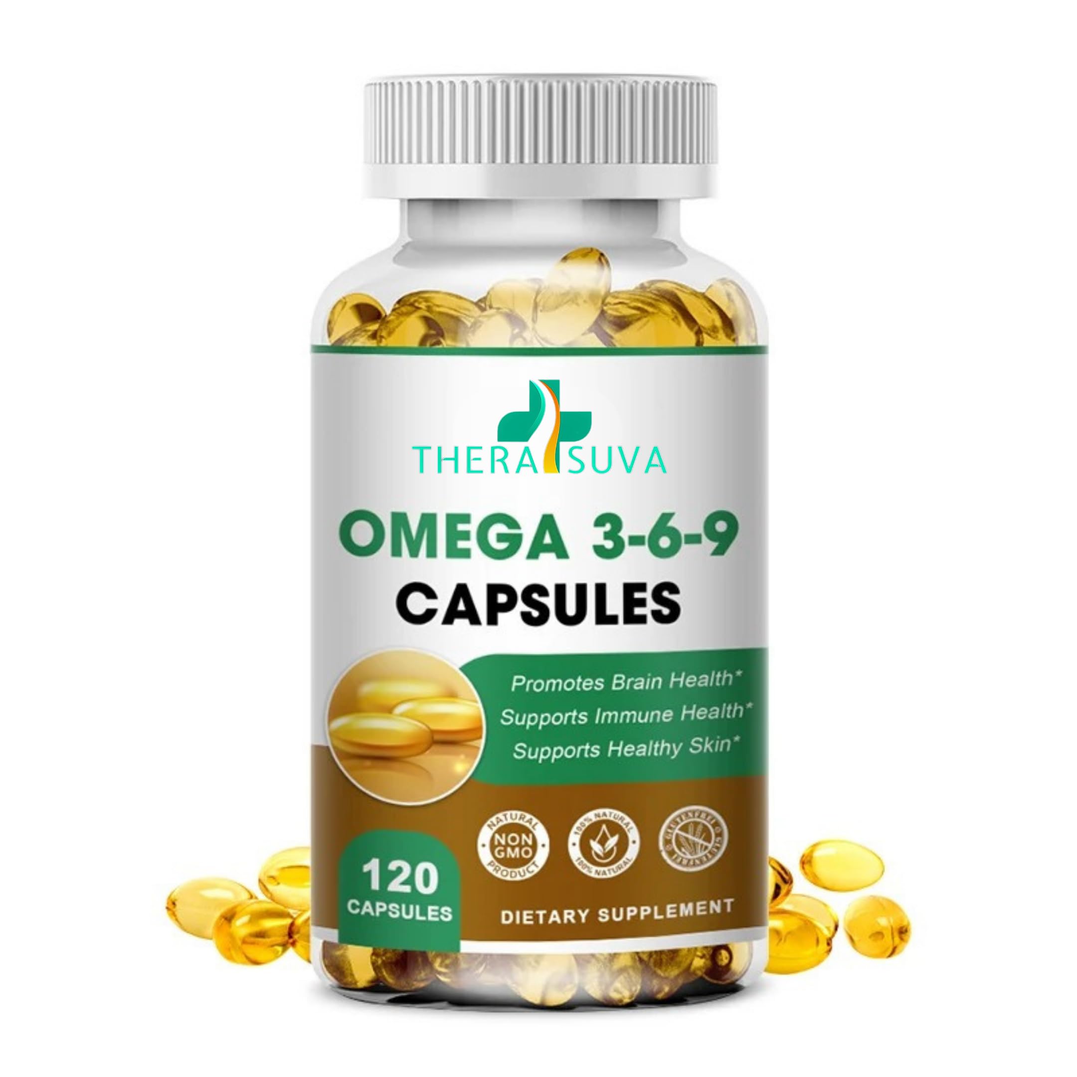 High-Potency Omega 3-6-9, 100% Vegan Sourced Natural Supplement for Heart and Joint Health 120 Softgels, 60 Day Supply