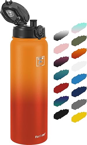 Miniatura 31 de Fanhaw Botella de agua aislada al vacío de acero inoxidable de 24 onzas con tapa antipolvo, para niños, mujeres, hombres, a prueba de fugas y sudor